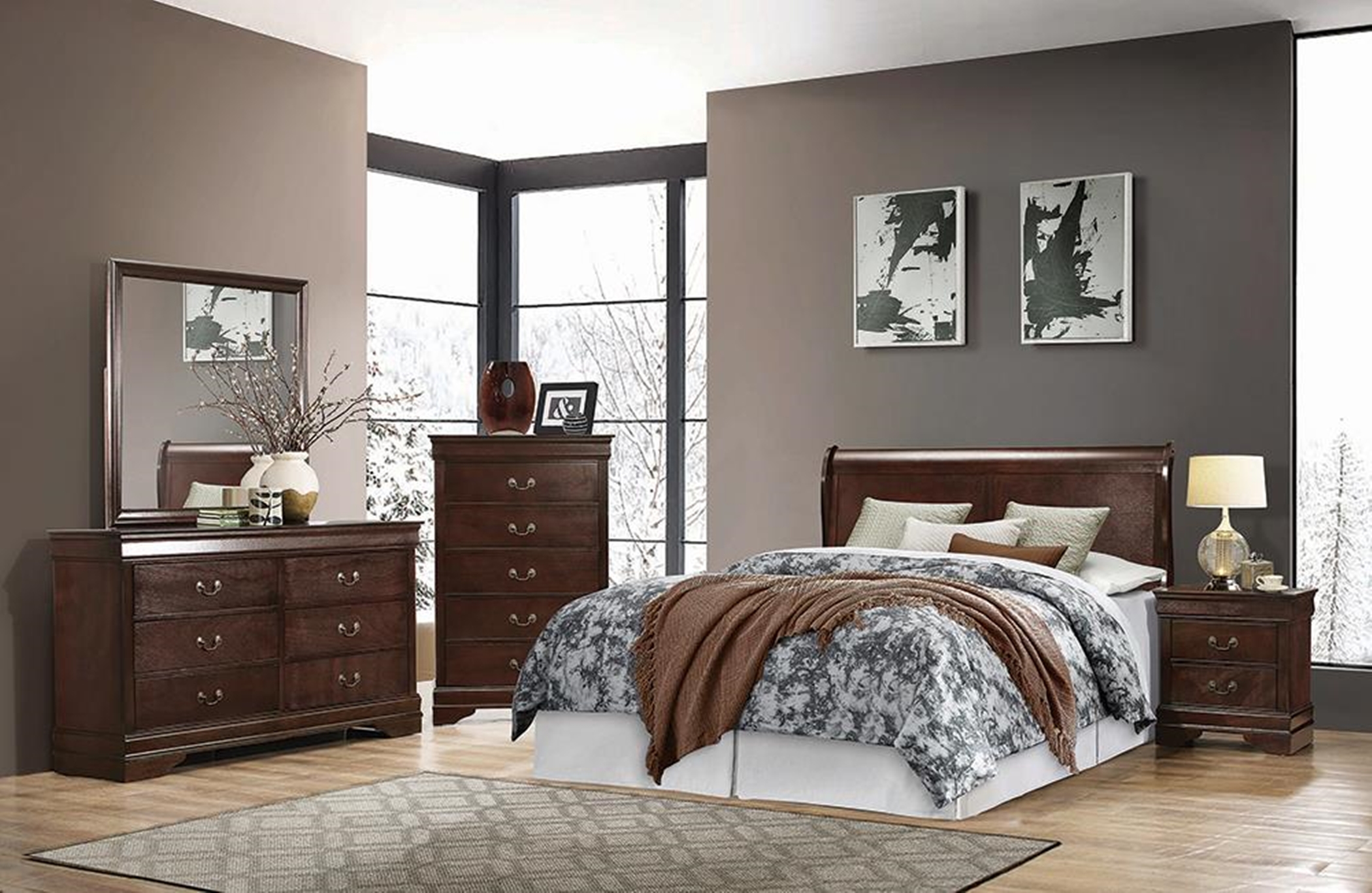 Louis Philippe Capp. Full Sleigh Bed - Click Image to Close