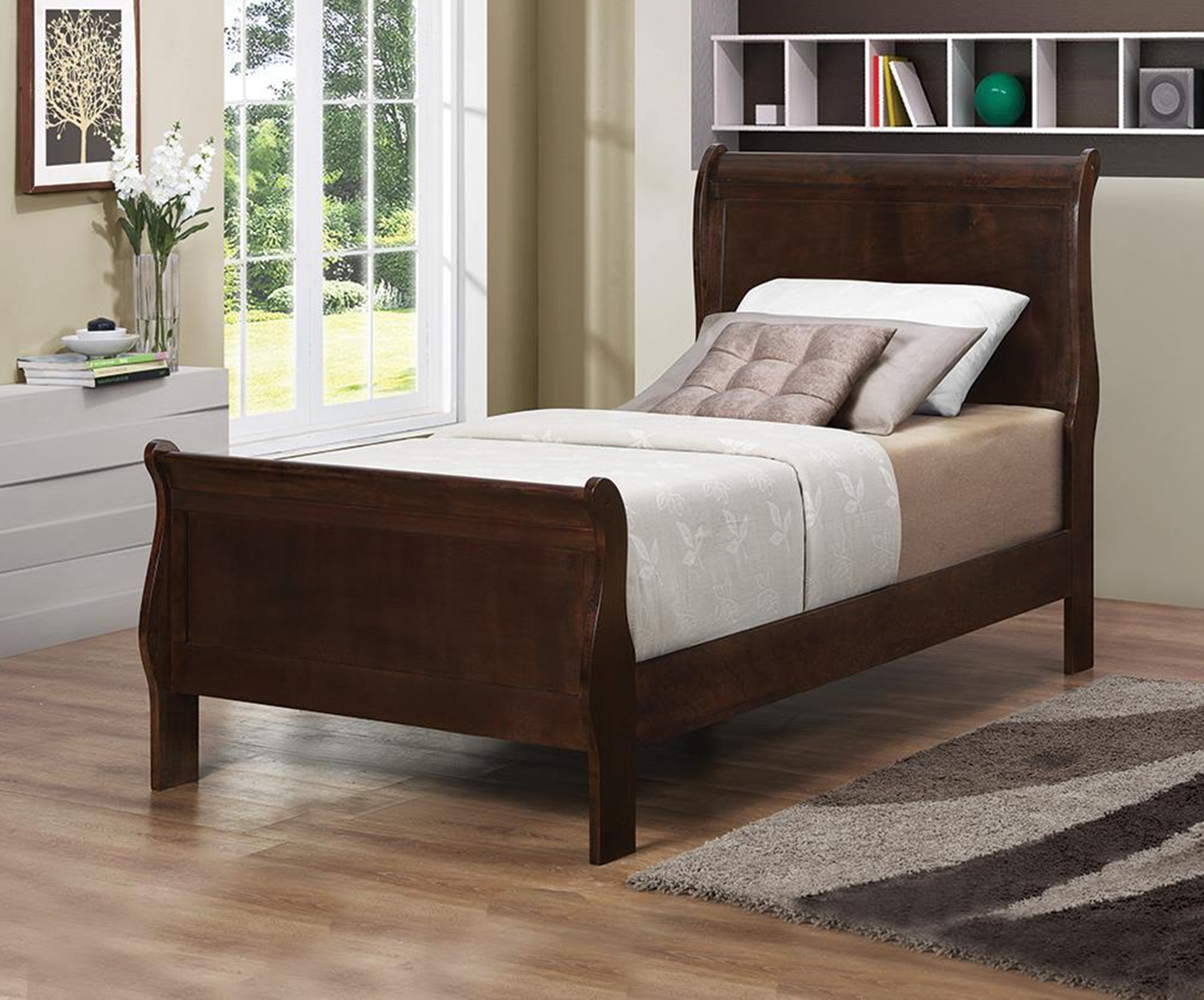 Louis Philippe Capp. Twin Sleigh Bed - Click Image to Close