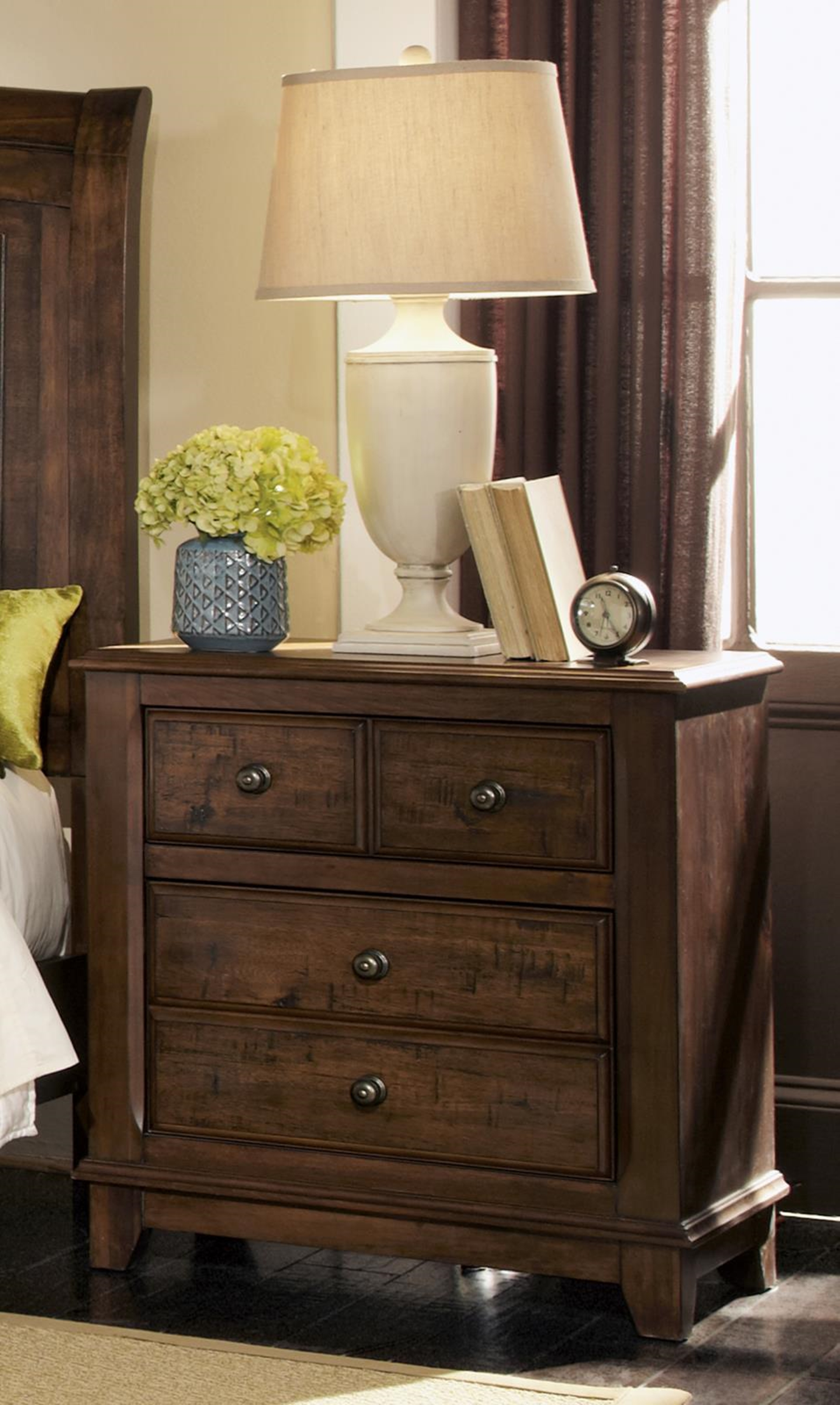 Laughton Rustic Two-Drawer Nightstand - Click Image to Close