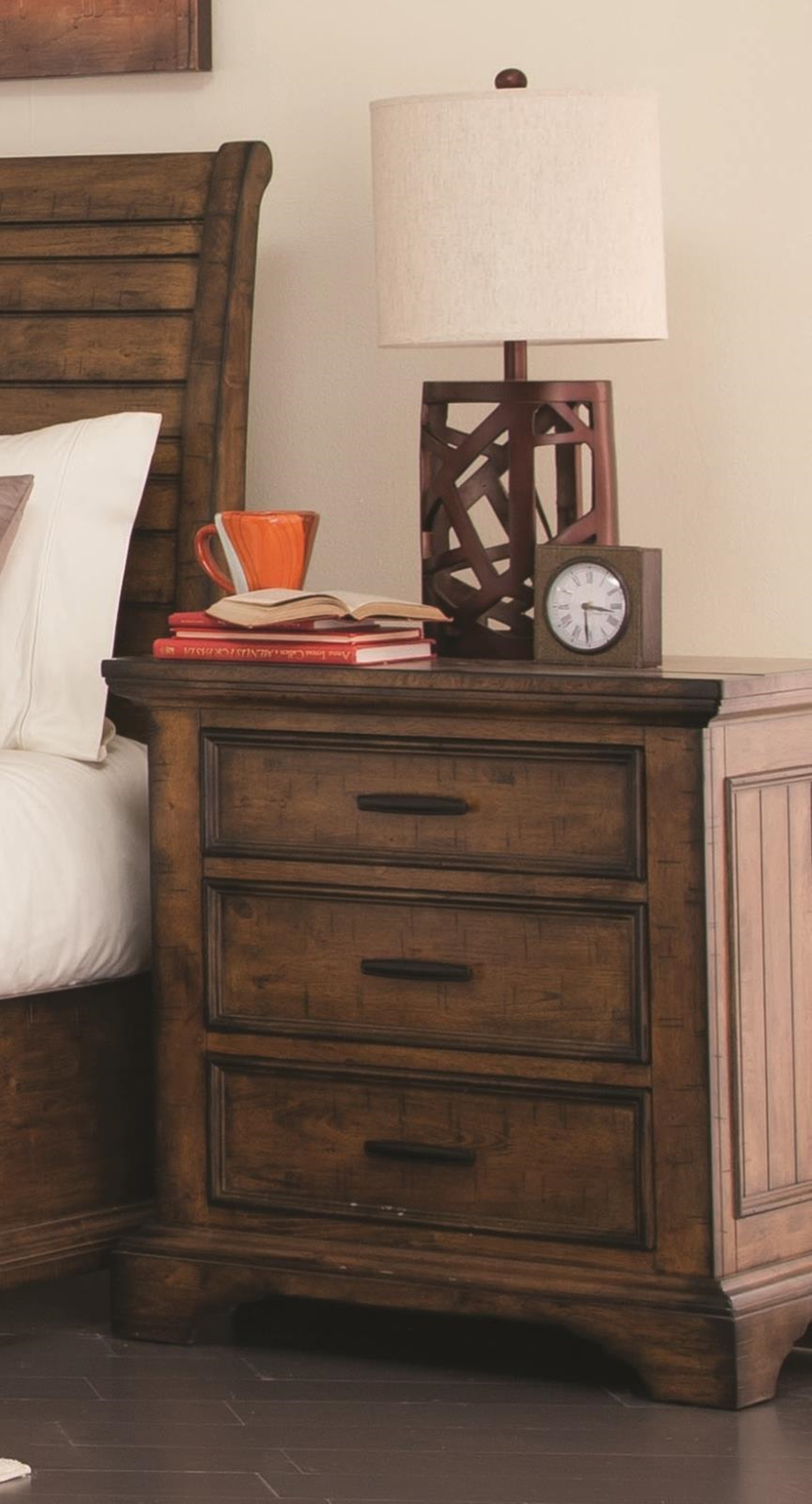 Elk Grove Rustic Three-Drawer Nightstand - Click Image to Close
