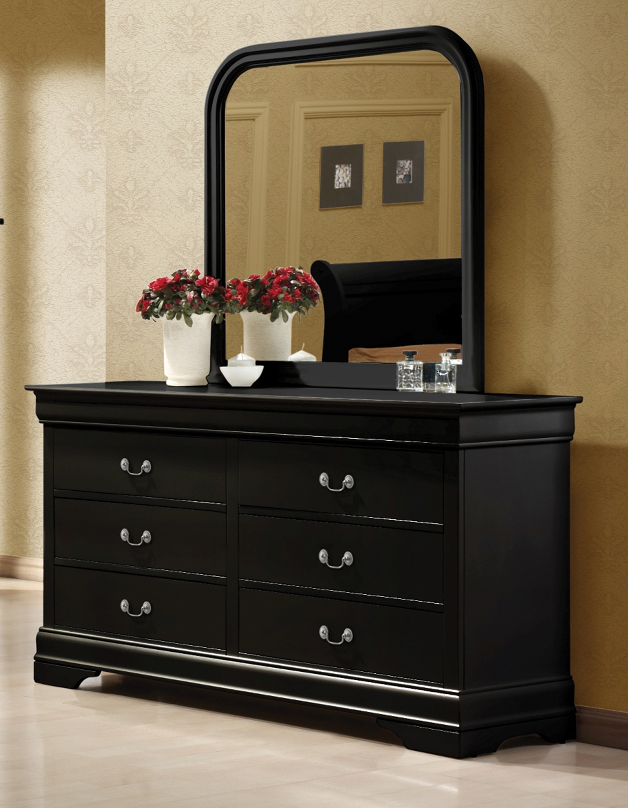 Louis Philippe Black Six-Drawer Dresser - Click Image to Close
