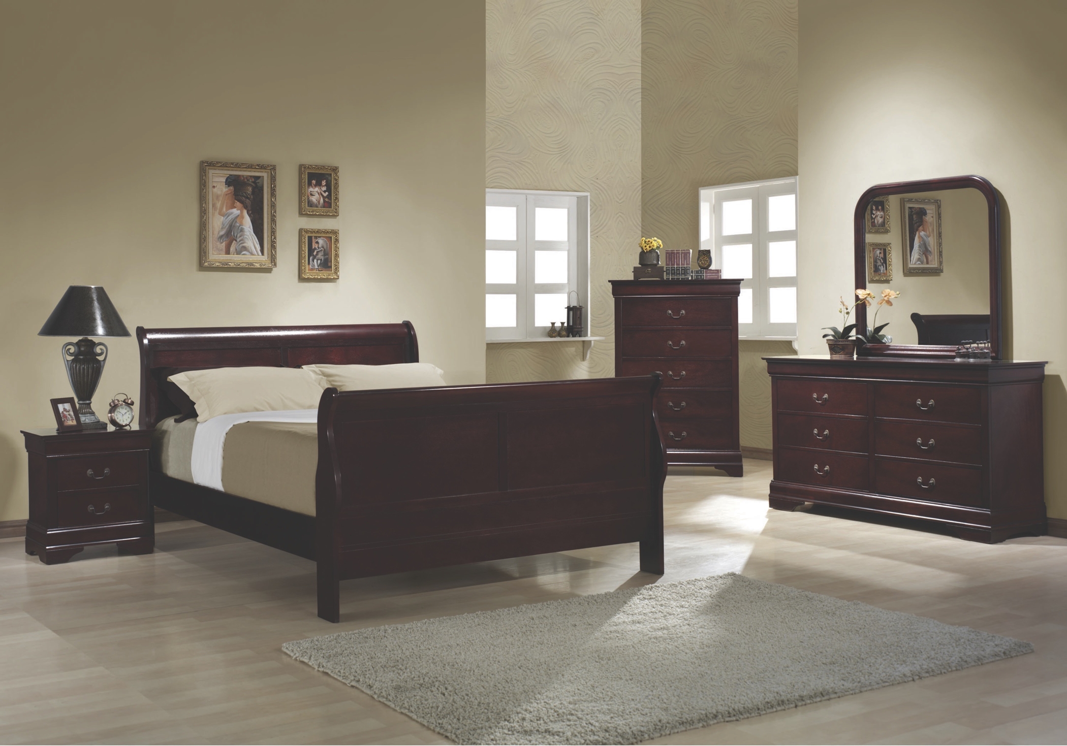 Louis Philippe Traditional Red Brown Full 5-Pc. - Click Image to Close