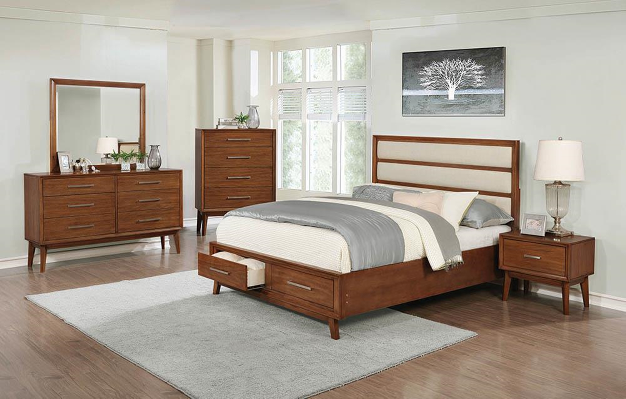 Banning Mid-Century Modern Mango Queen Bed - Click Image to Close