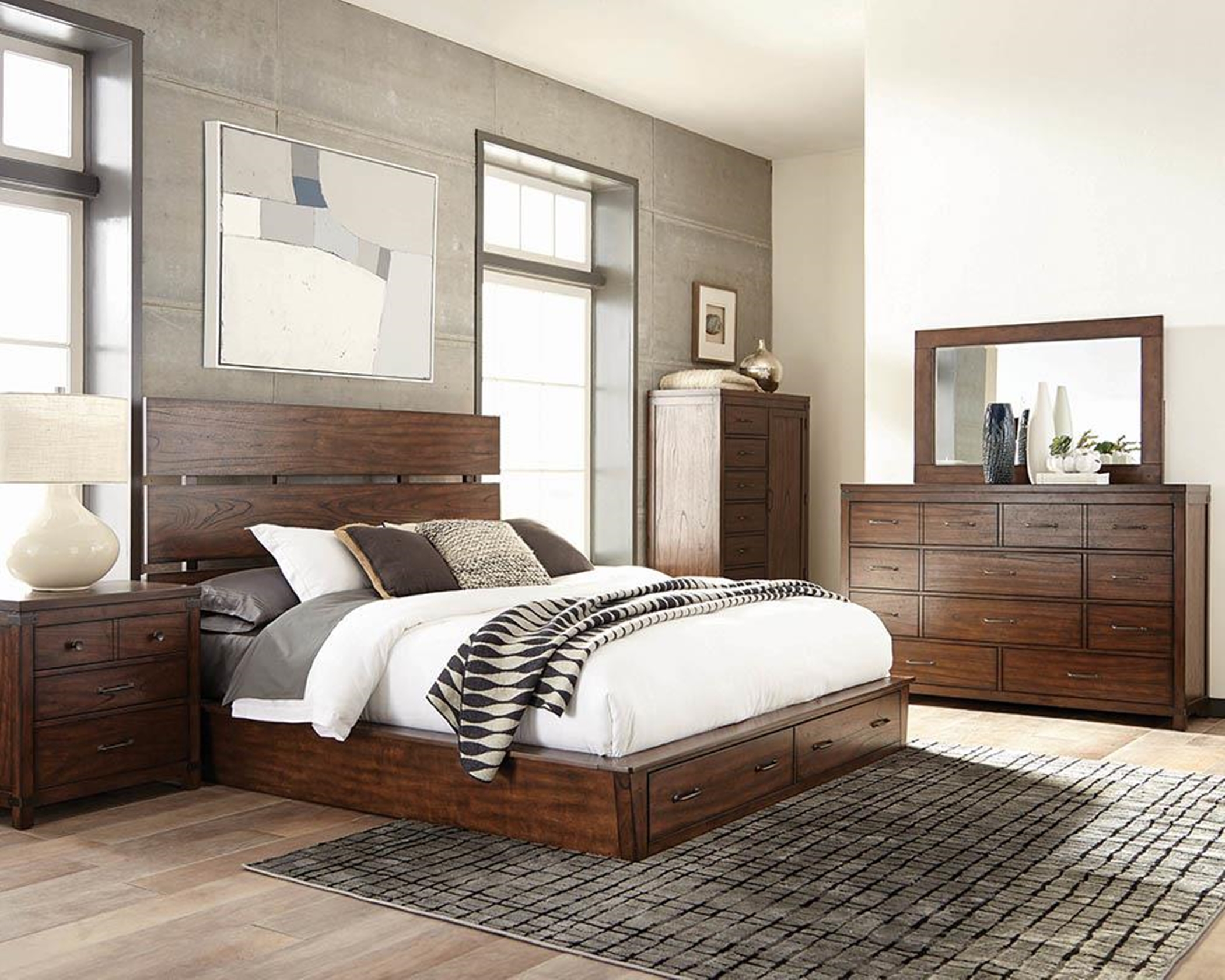Artesia Industrial Dark Cocoa Cal. King Bed - Click Image to Close