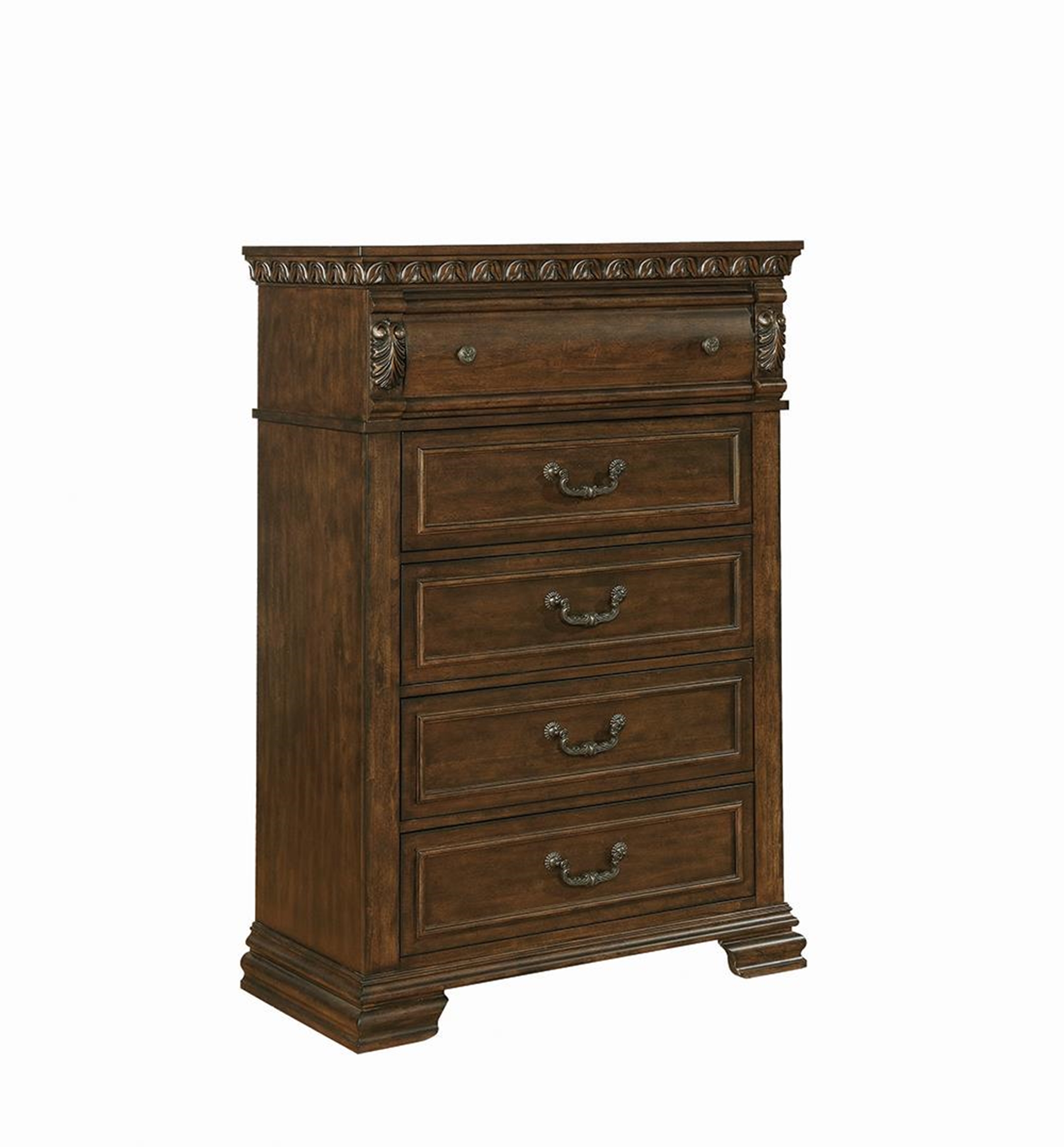 Satterfield Traditional Warm Bourbon Five-Drawer Chest - Click Image to Close