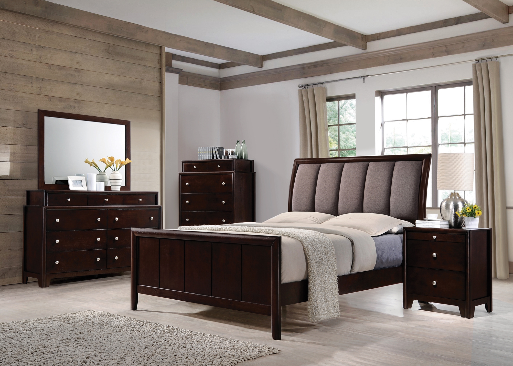 Madison Merlot and Taupe Grey E. King 5-Pc. - Click Image to Close