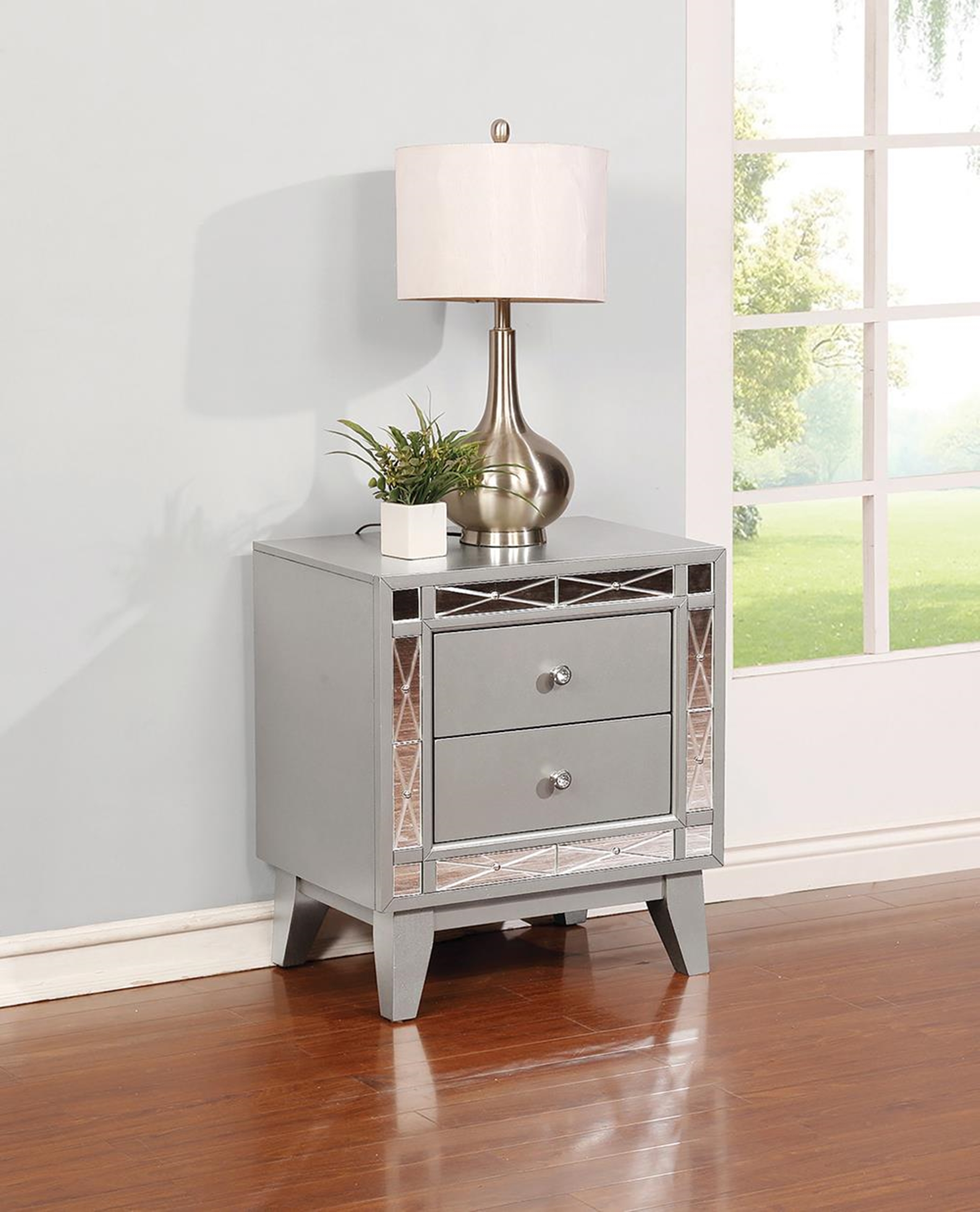 Leighton Contemporary Two-Drawer Nightstand - Click Image to Close