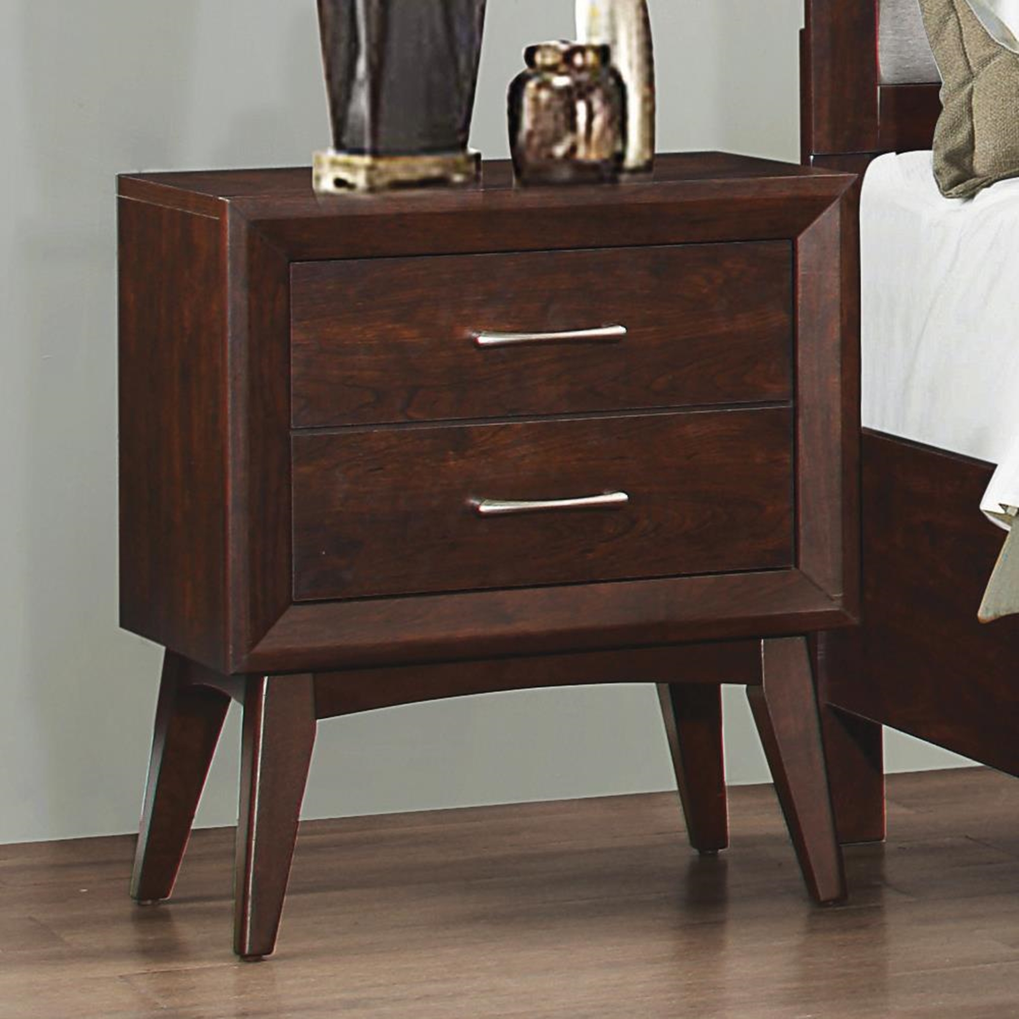Carrington Mid-Century Two-Drawer Nightstand - Click Image to Close