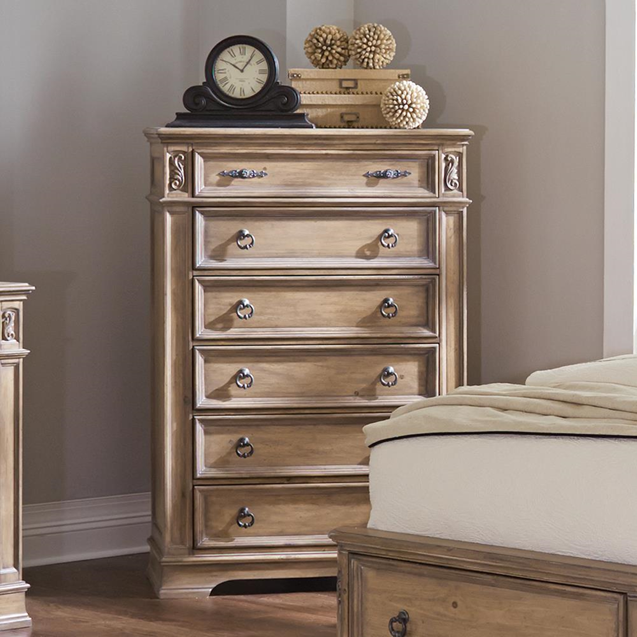 Ilana Traditional Six-Drawer Chest - Click Image to Close