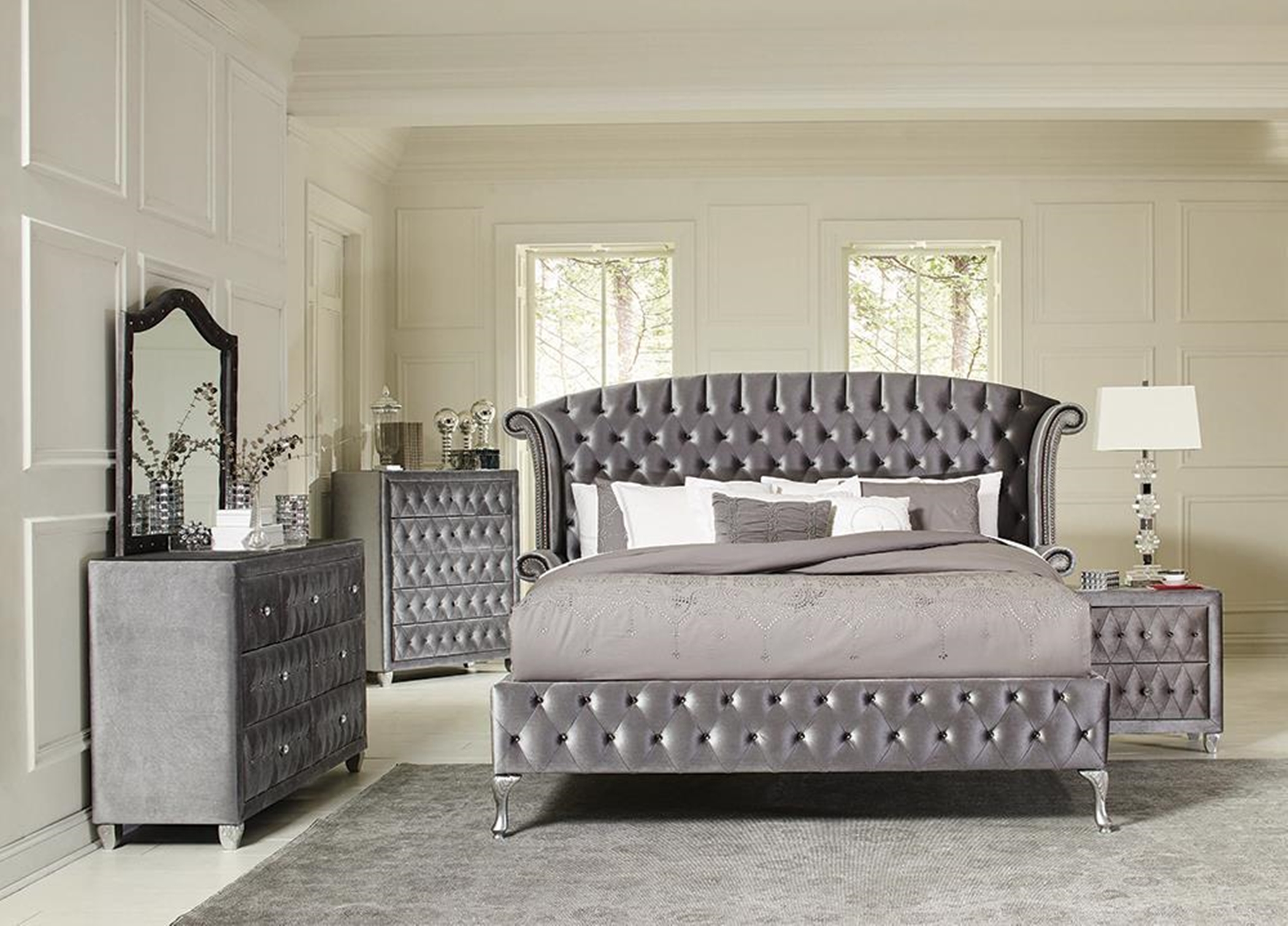 Deanna Bedroom Metallic Cal. King 5-Pc. - Click Image to Close