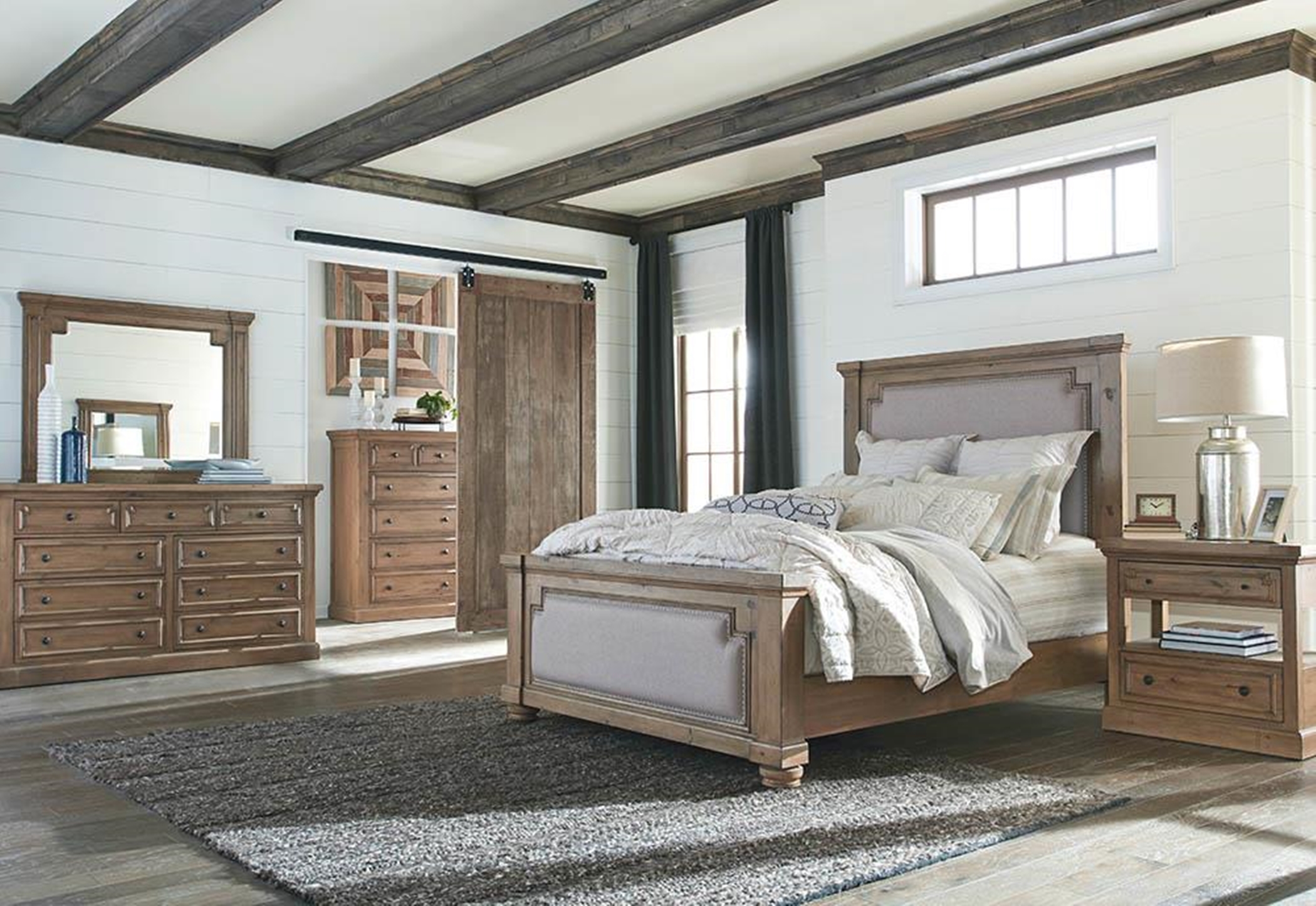 Florence Rustic Smoke and Grey E. King Bed - Click Image to Close