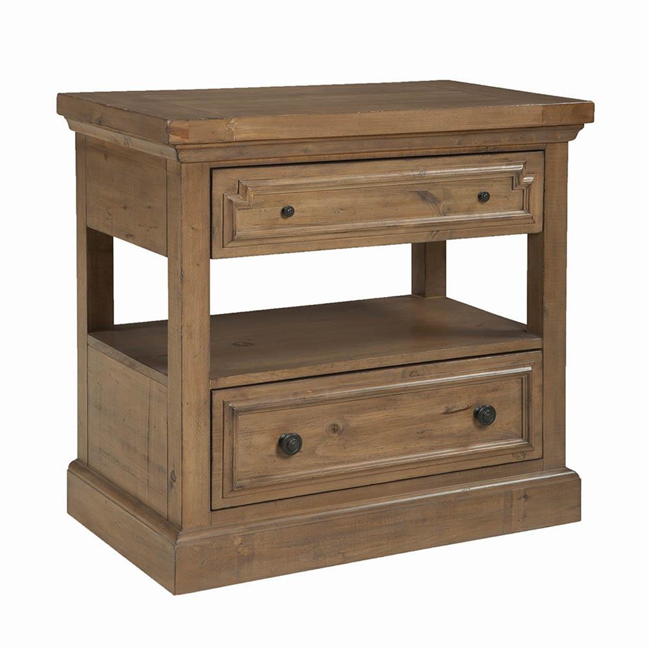 Florence Rustic Two-Drawer Nightstand - Click Image to Close