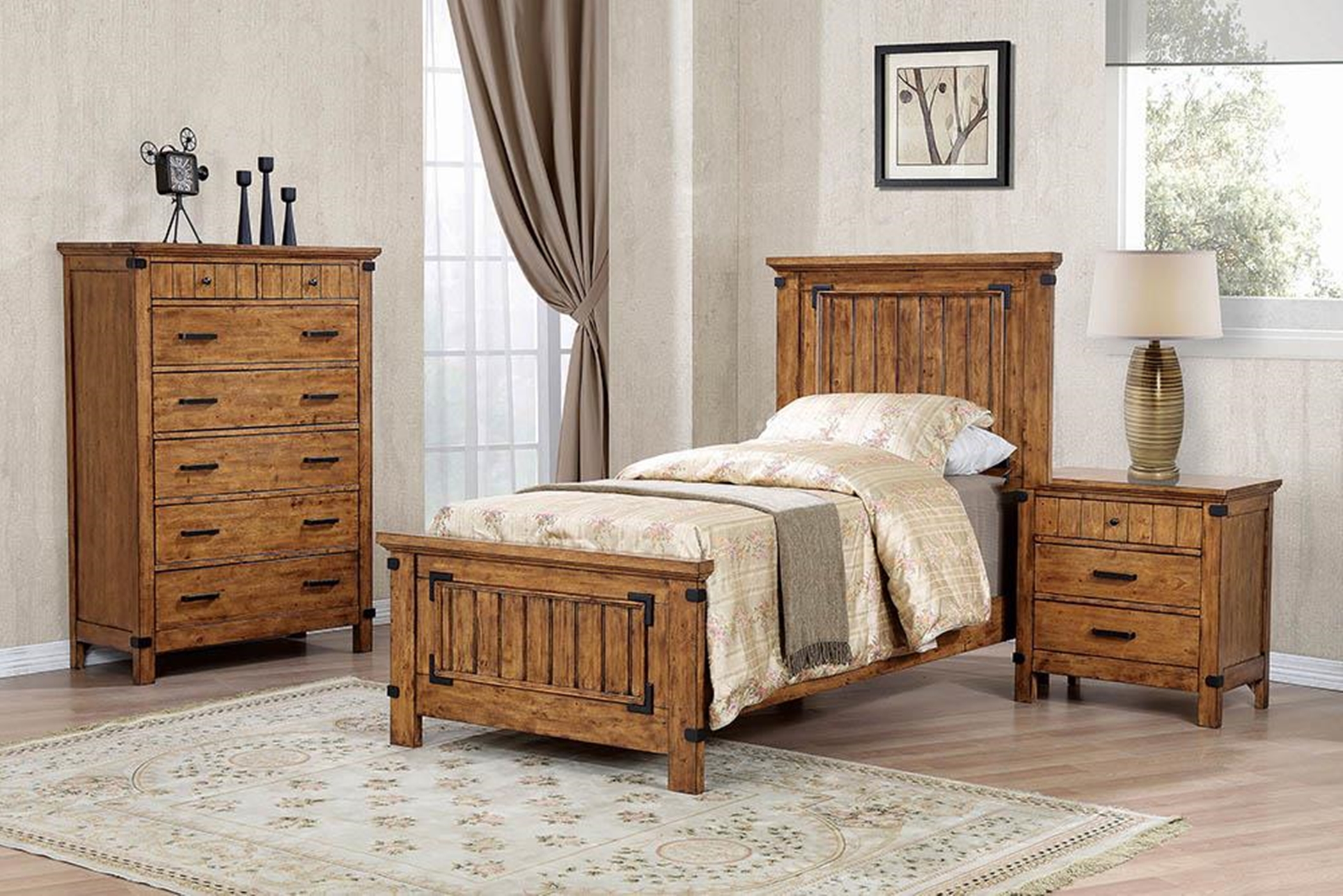 Brenner Rustic Honey Twin Bed - Click Image to Close