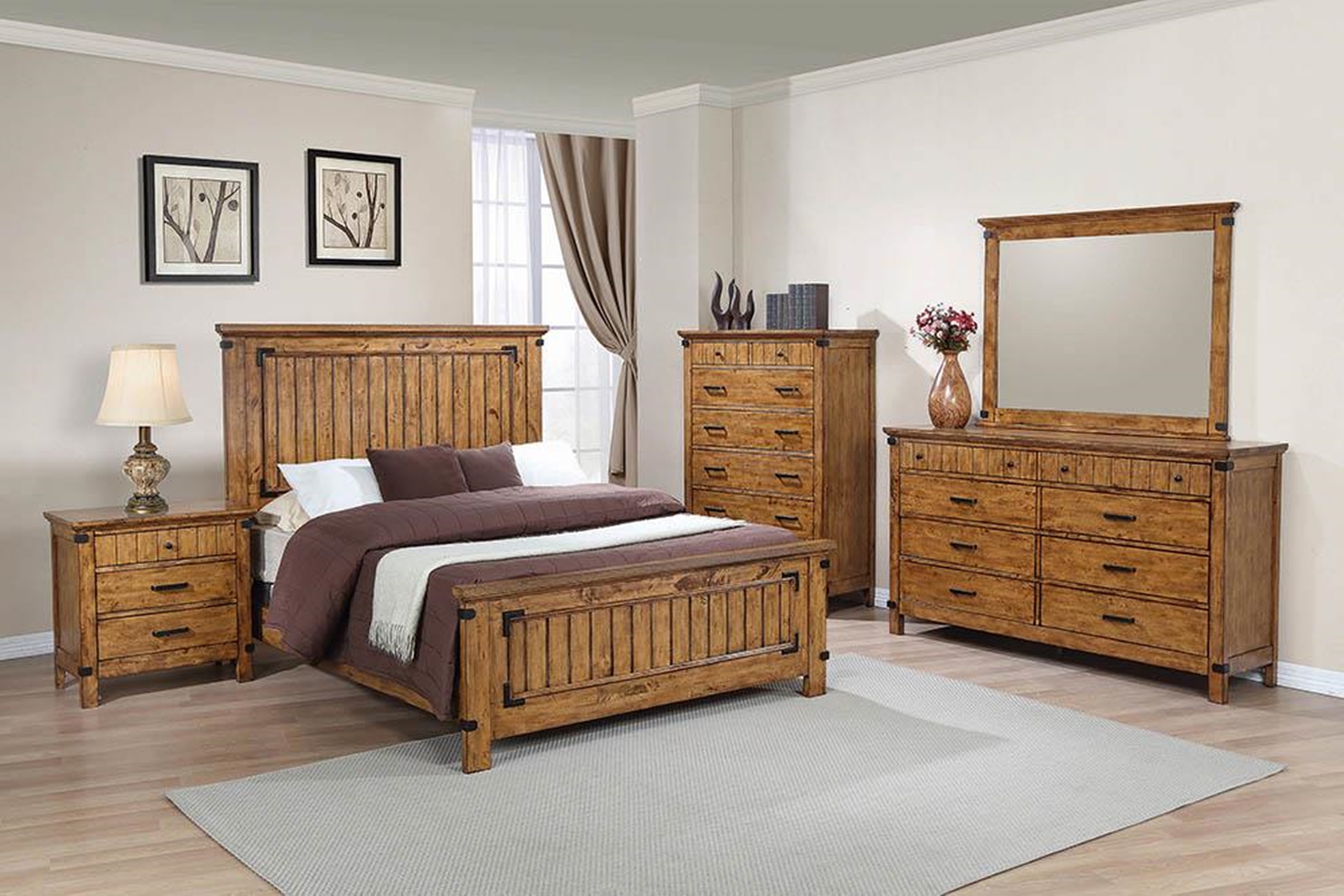 Brenner Rustic Honey Cal. King Bed - Click Image to Close