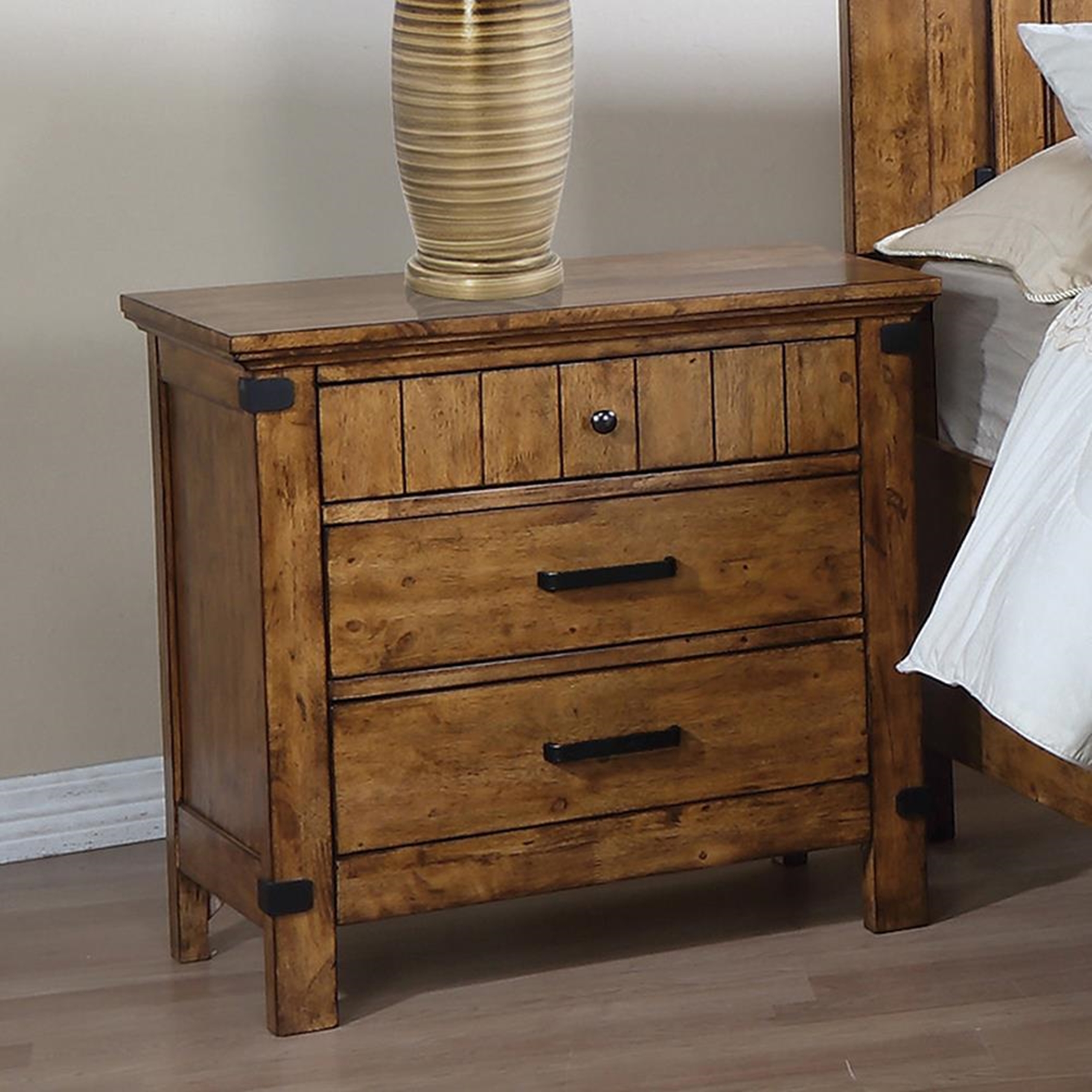 Brenner Rustic Honey Nightstand - Click Image to Close