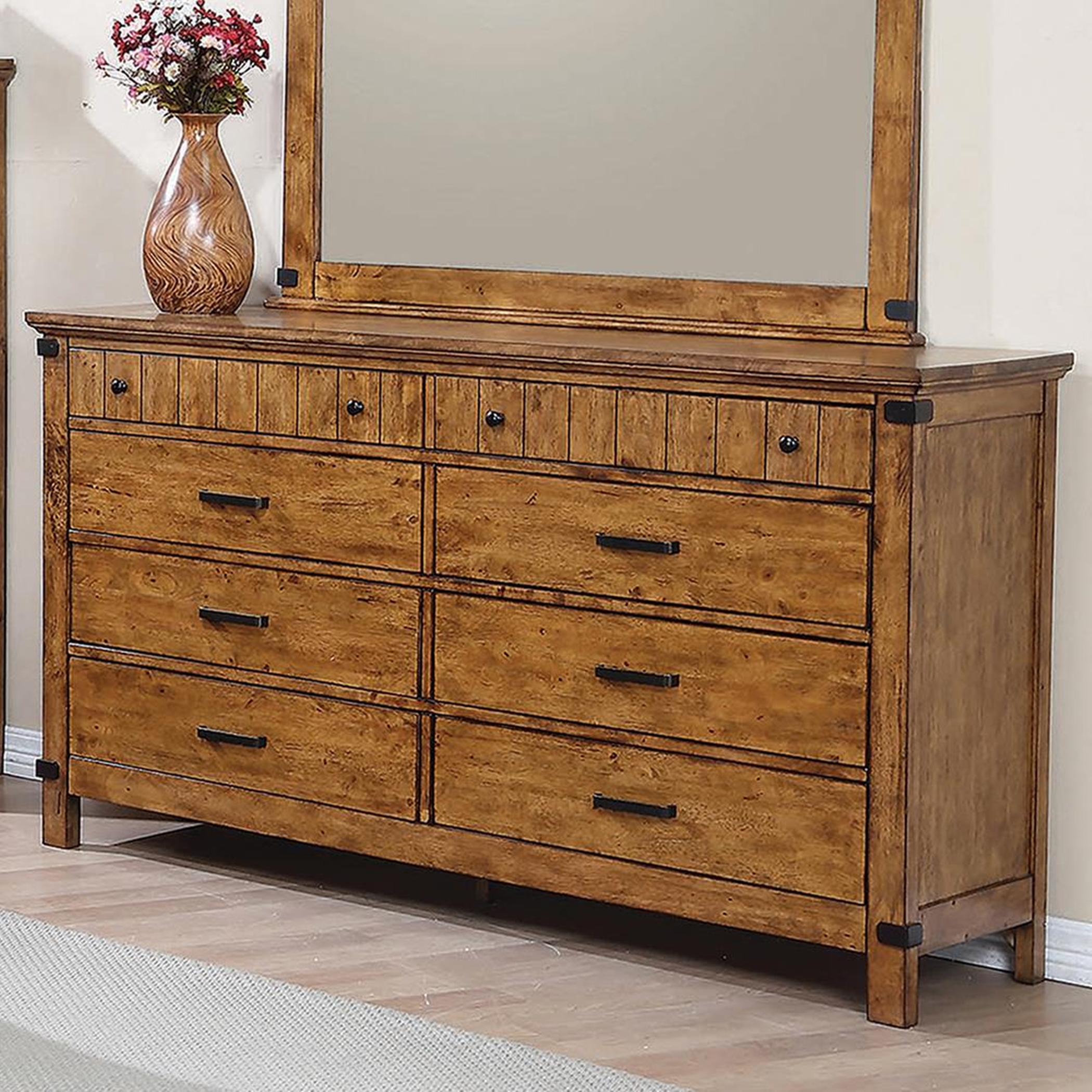 Brenner Rustic Honey Eight-Drawer Dresser - Click Image to Close