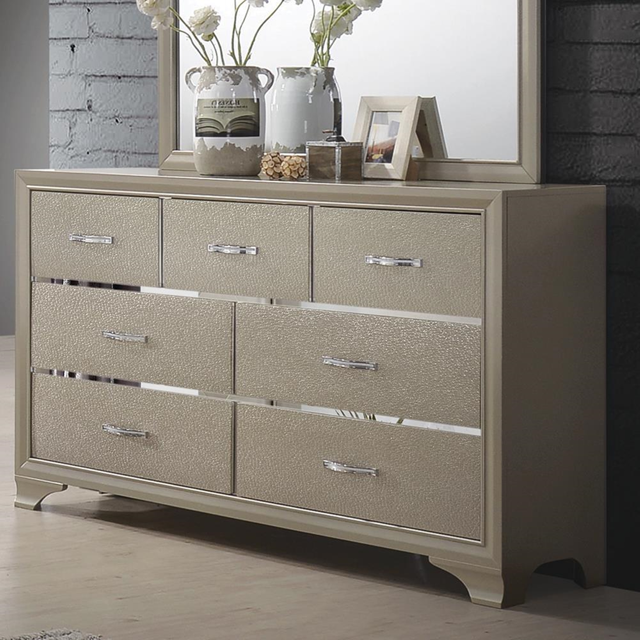Beaumont Transitional Champagne Dresser - Click Image to Close