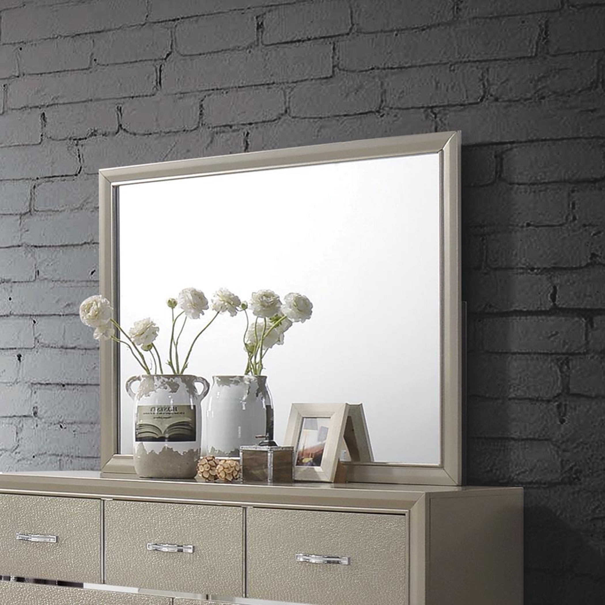 Beaumont Transitional Champagne Mirror - Click Image to Close