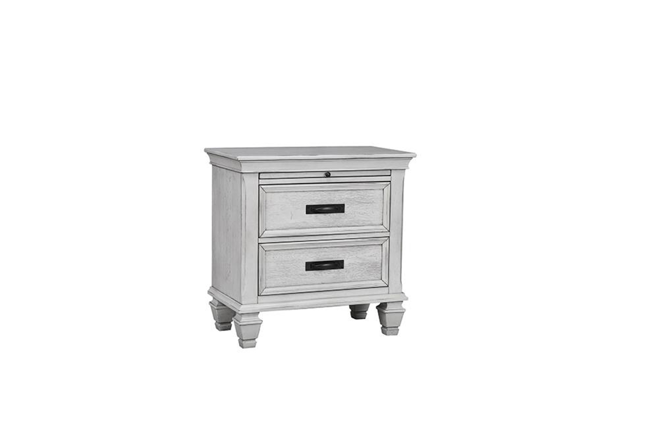 Franco Antique White Nightstand With Tray - Click Image to Close