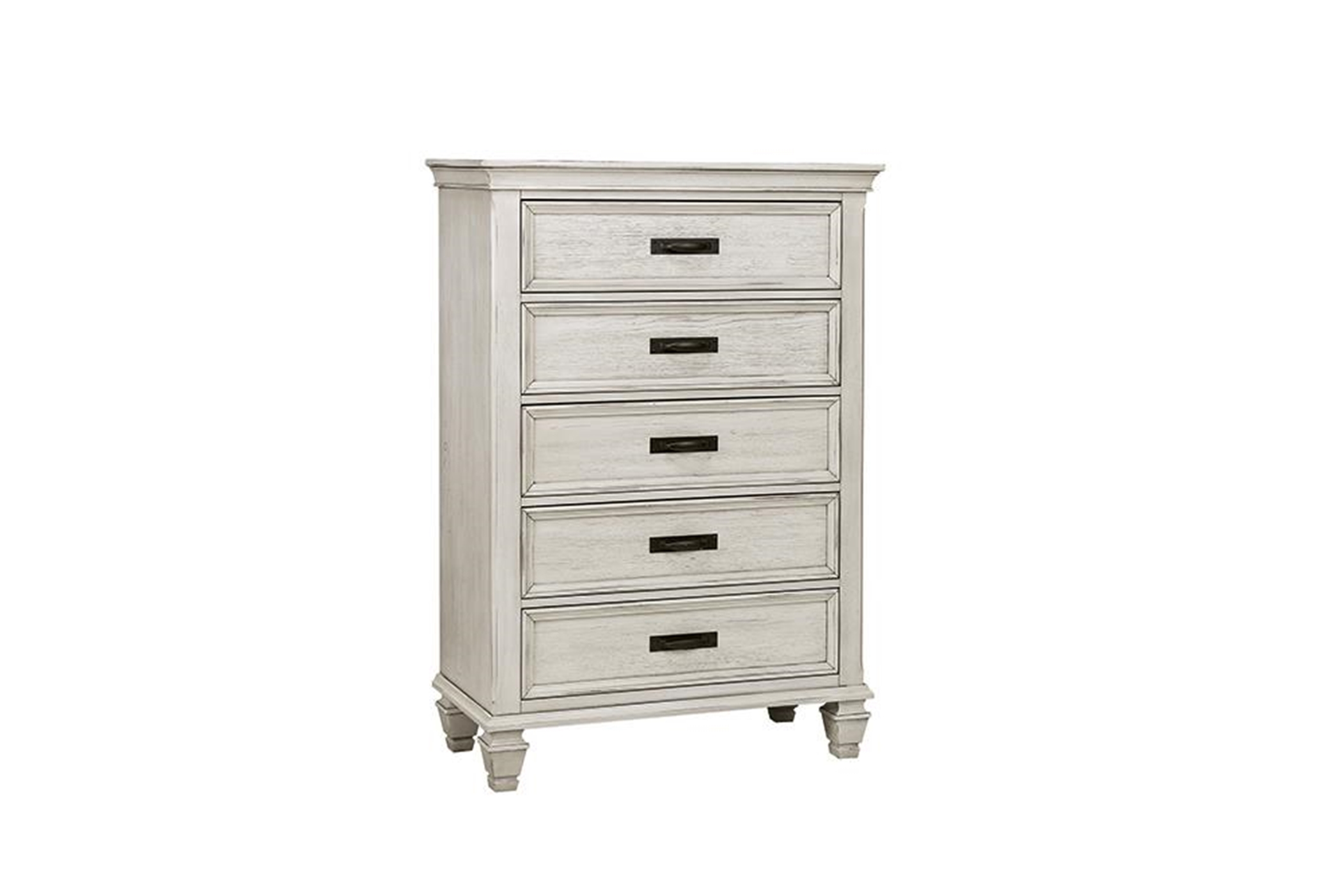 Franco Antique White Five-Drawer Chest - Click Image to Close