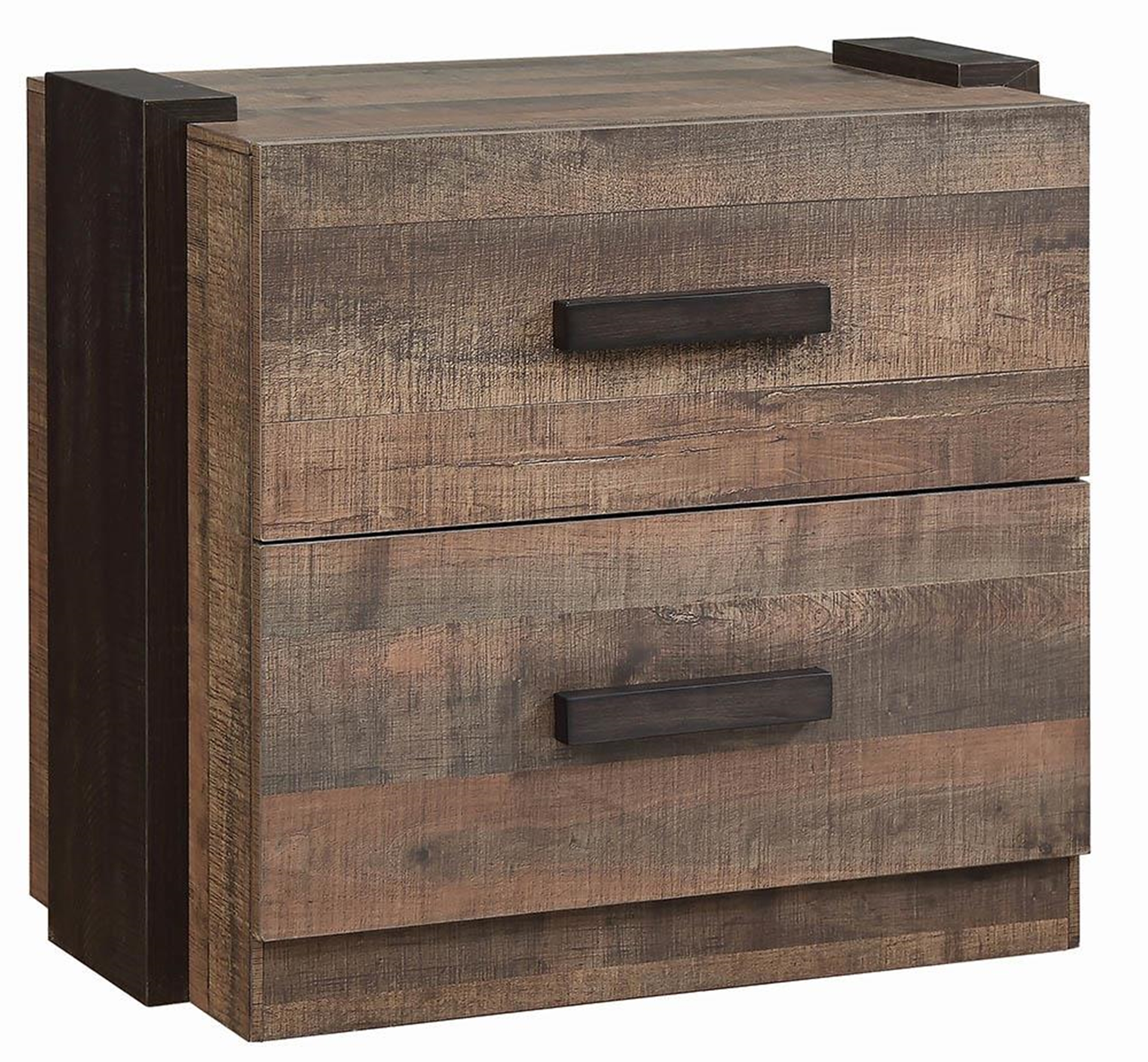 Weathered Oak and Rustic Coffee Nightstand - Click Image to Close