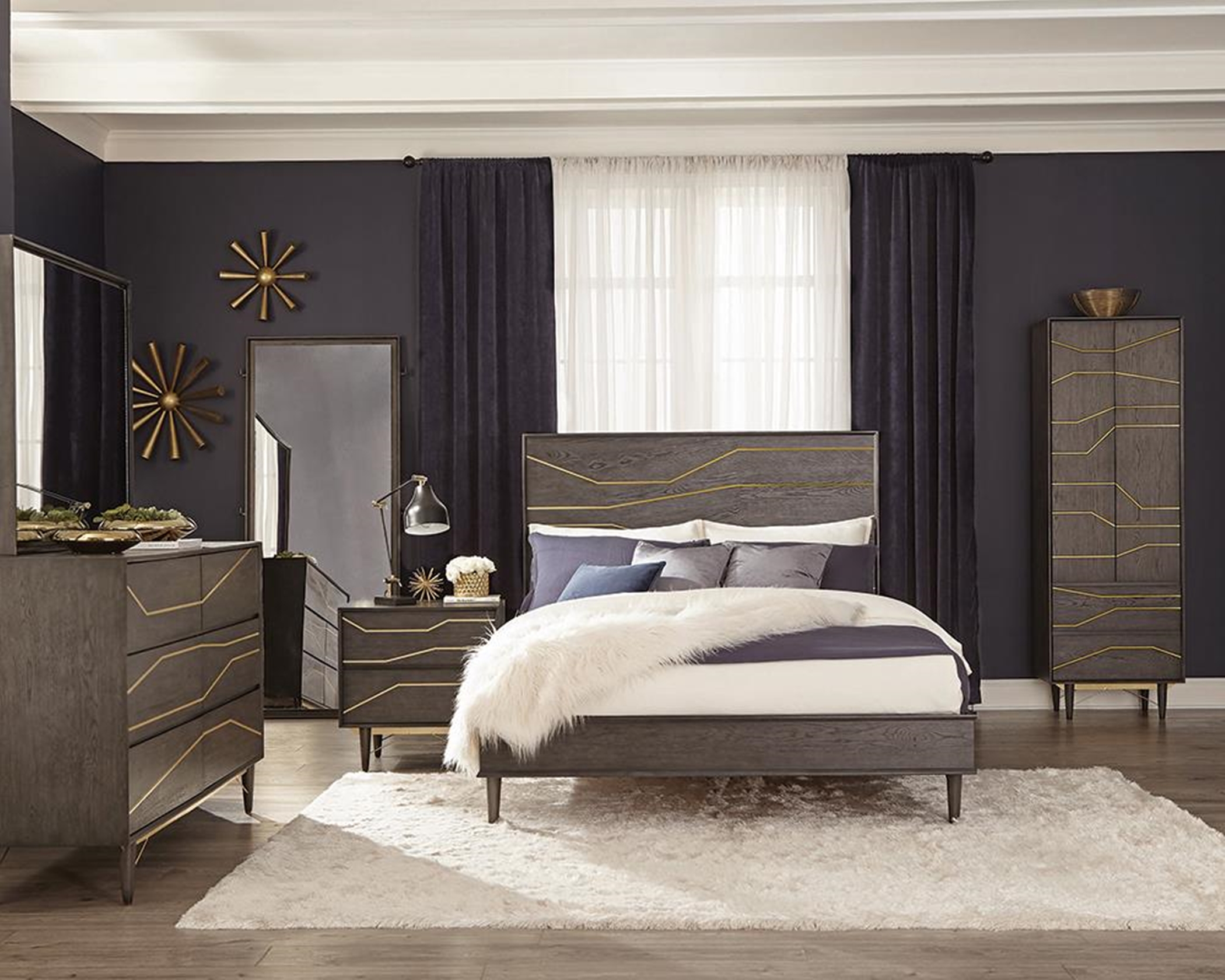 Tarah Graphite 5pc Queen Bed Set - Click Image to Close