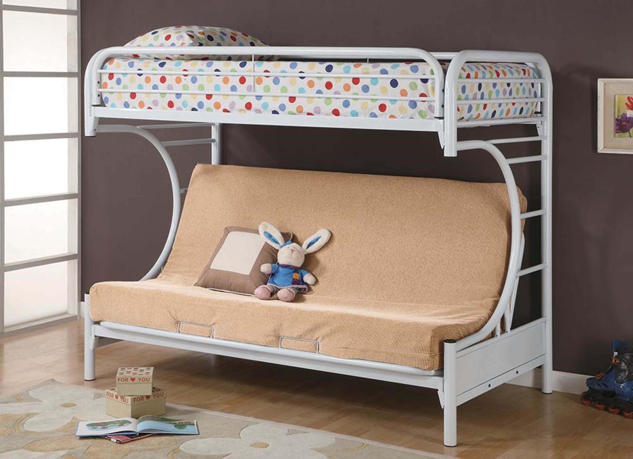 Atticus Twin-over-Full White Bunk Bed - Click Image to Close