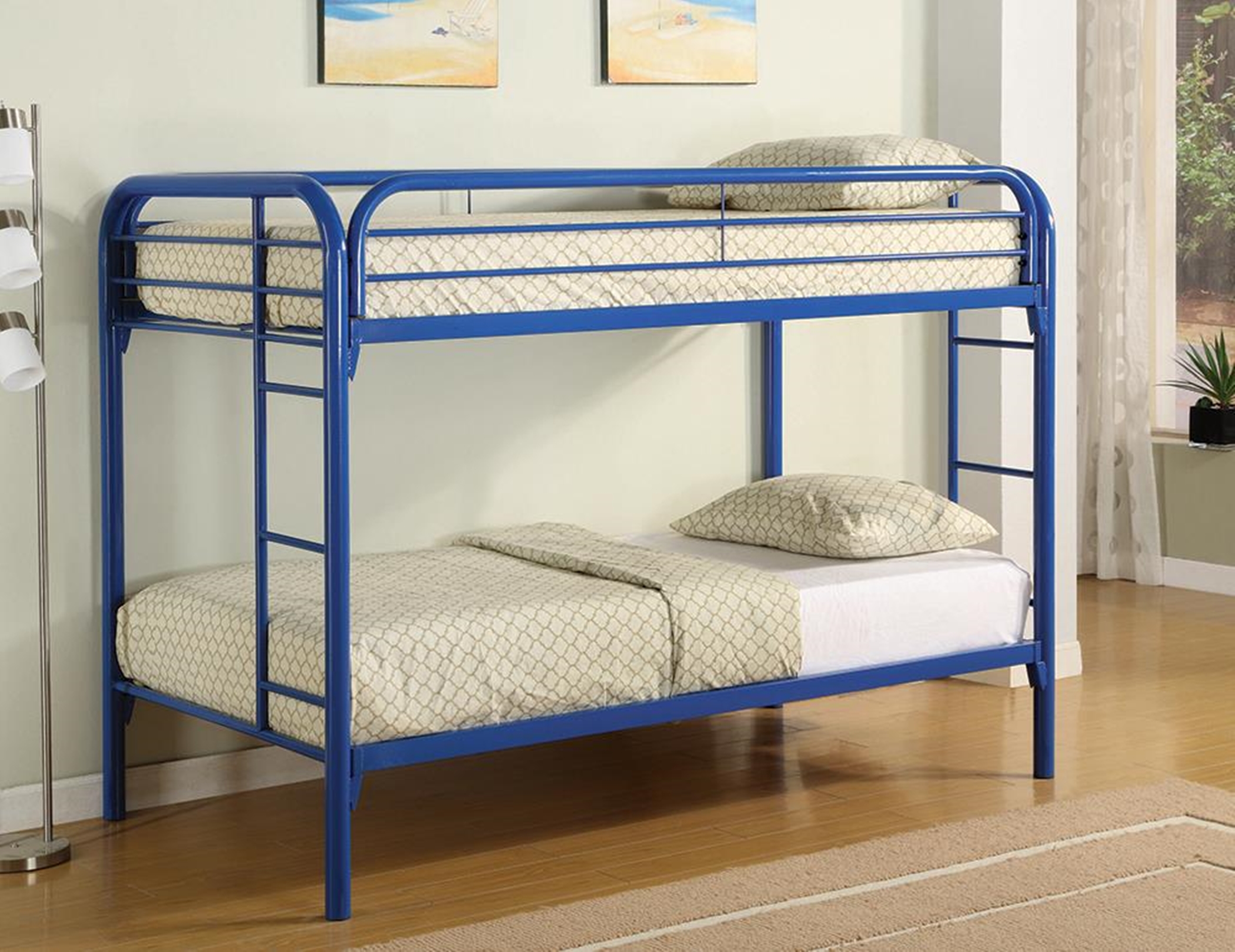 Morgan Twin-over-Twin Blue Bunk Bed - Click Image to Close