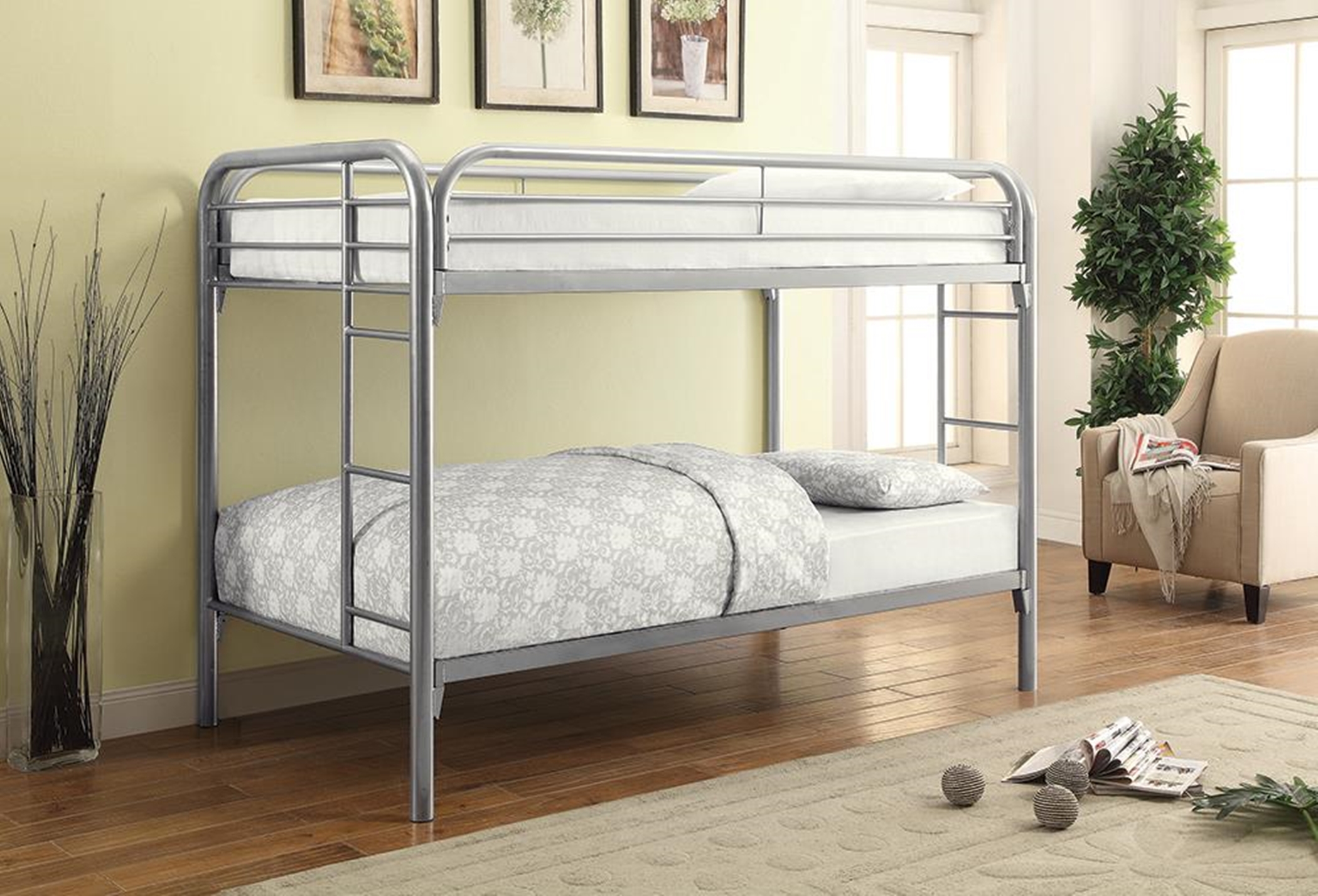 Morgan Twin-over-Twin Silver Bunk Bed - Click Image to Close