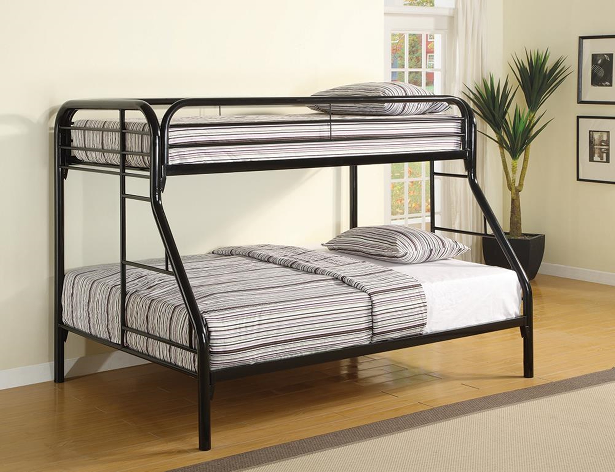 Morgan Twin-over-Full Black Bunk Bed - Click Image to Close