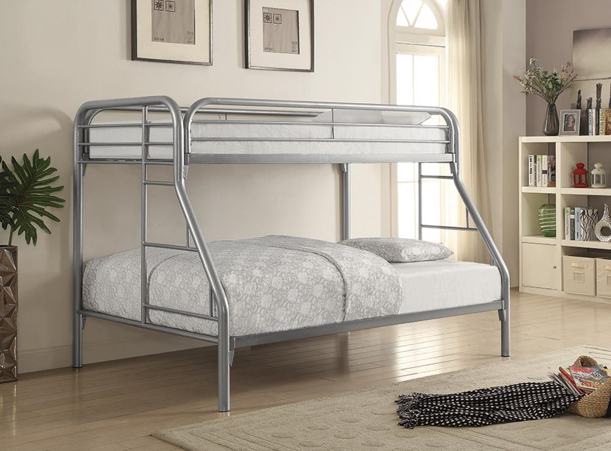 Morgan Twin-over-Full Silver Bunk Bed - Click Image to Close