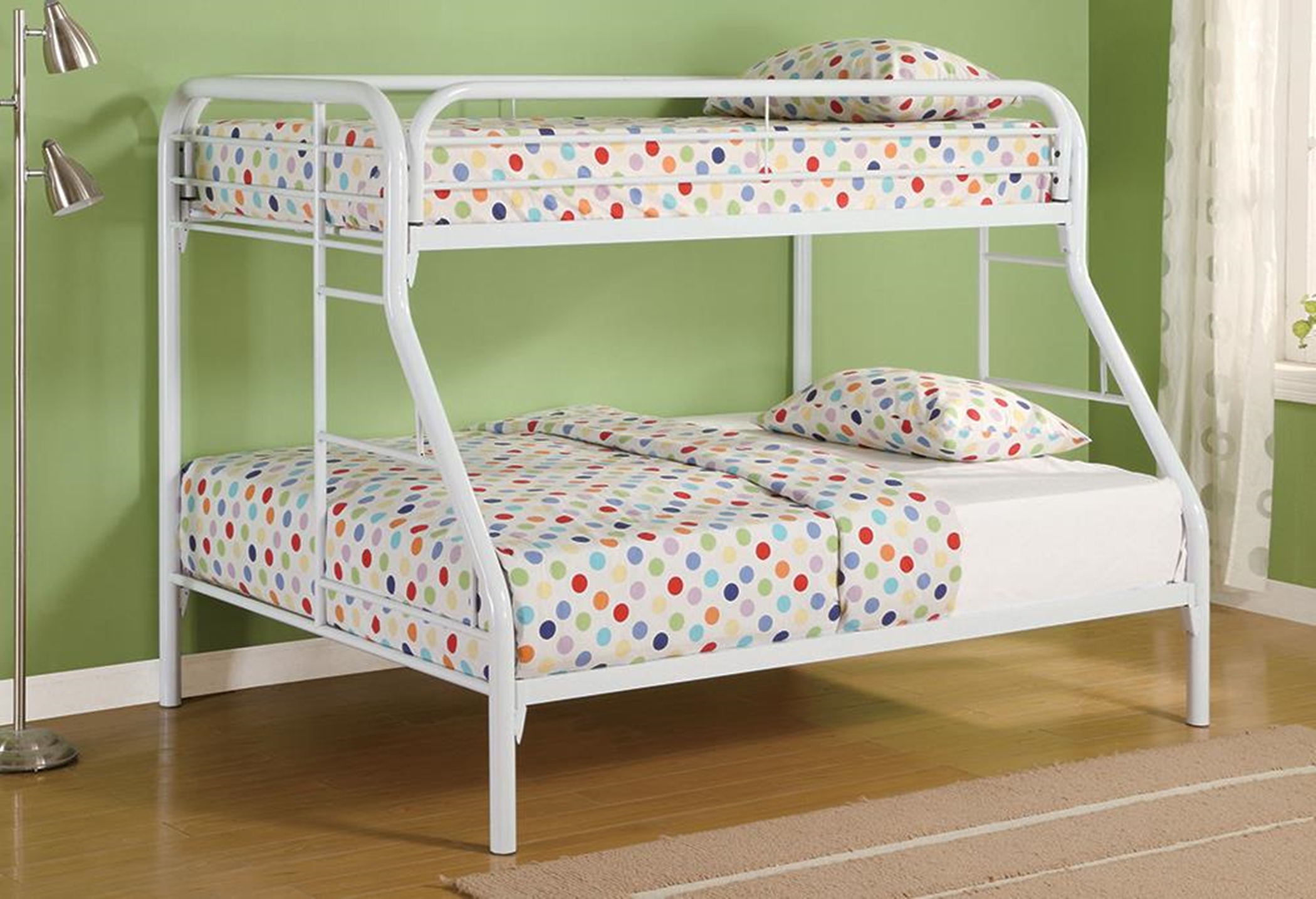 Morgan Twin-over-Full White Bunk Bed - Click Image to Close