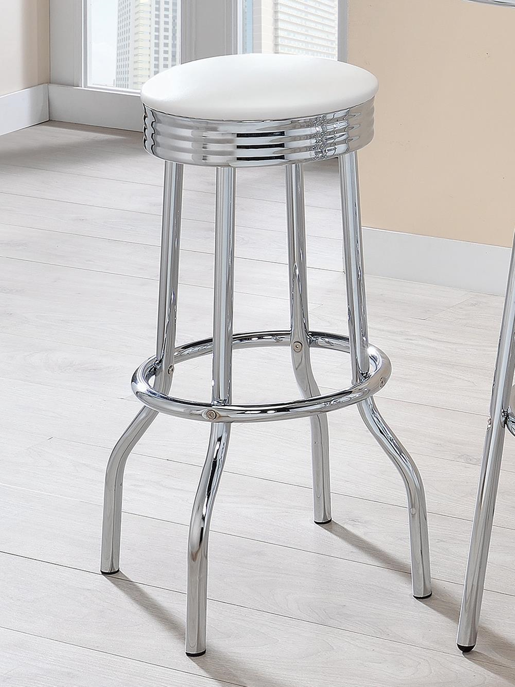 Cleveland Contemporary White Bar-Height Stool - Click Image to Close