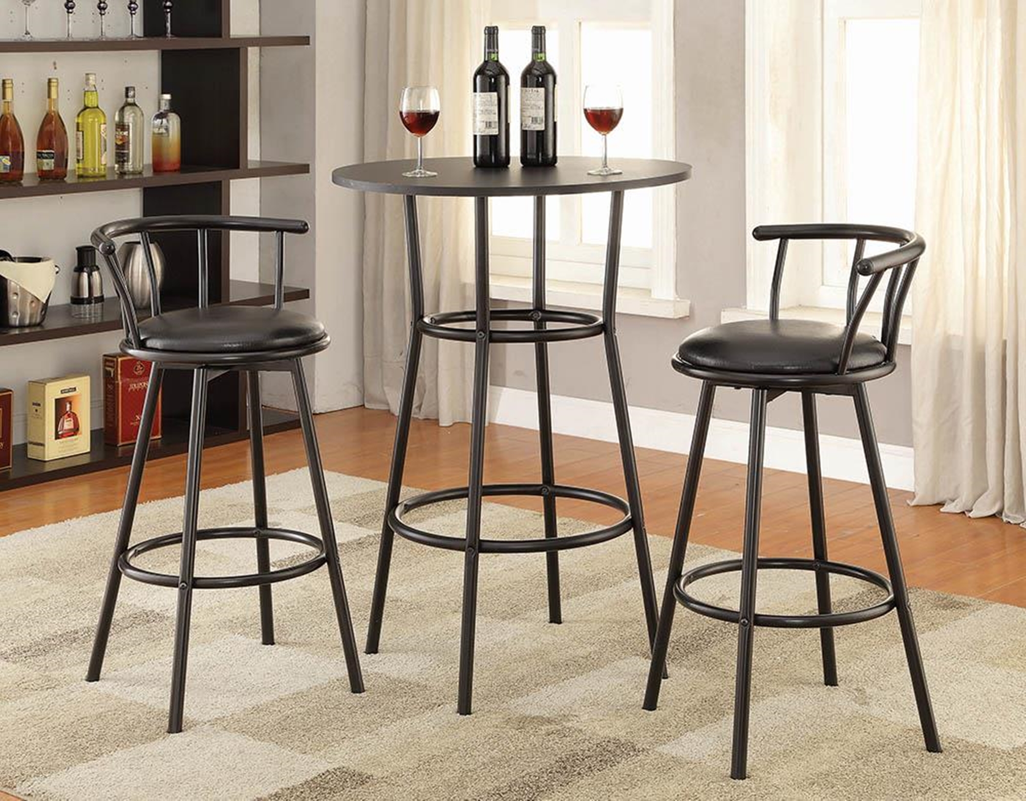 2383 - Contemporary Black Bar-Height Table - Click Image to Close