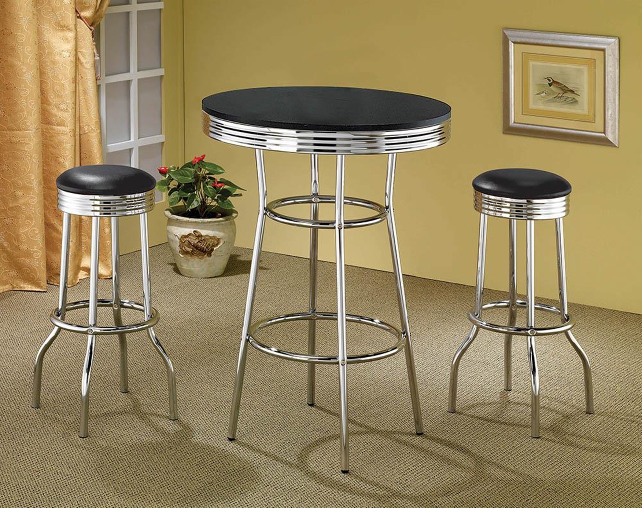 2405 - Contemporary Black Bar-Height Table - Click Image to Close