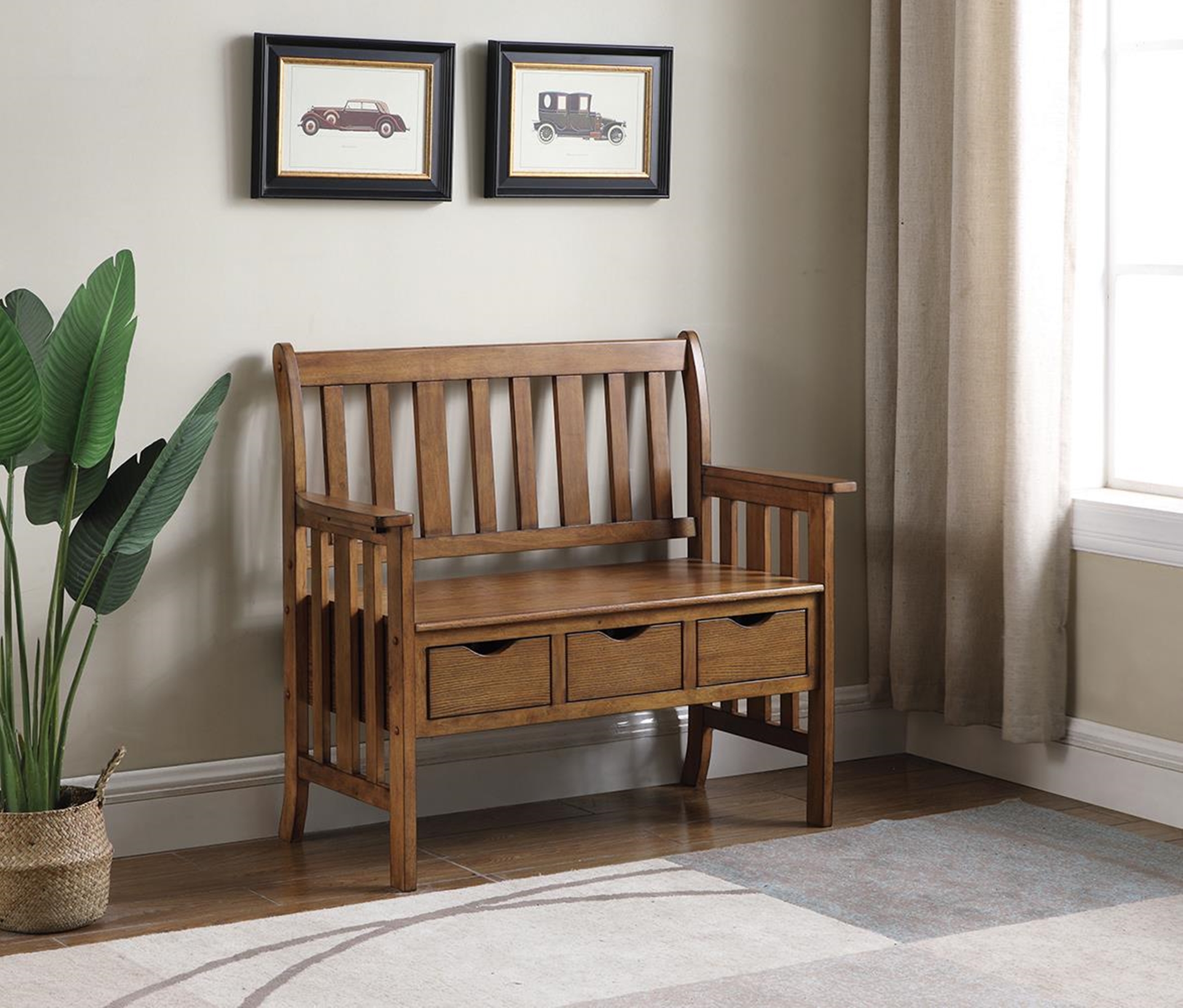 Traditional Warm Brown Bench - Click Image to Close