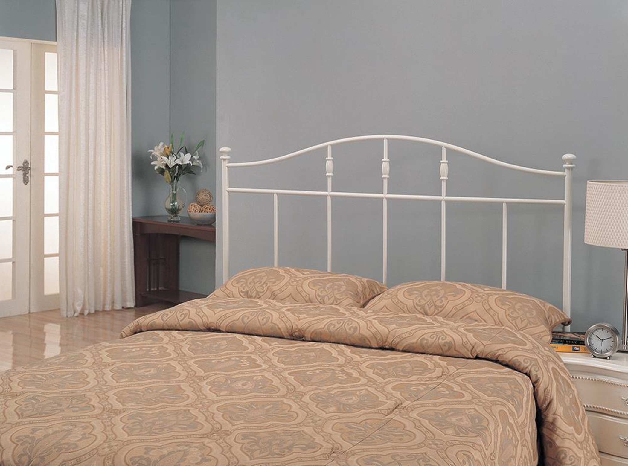 Cottage White Metal Queen Headboard - Click Image to Close