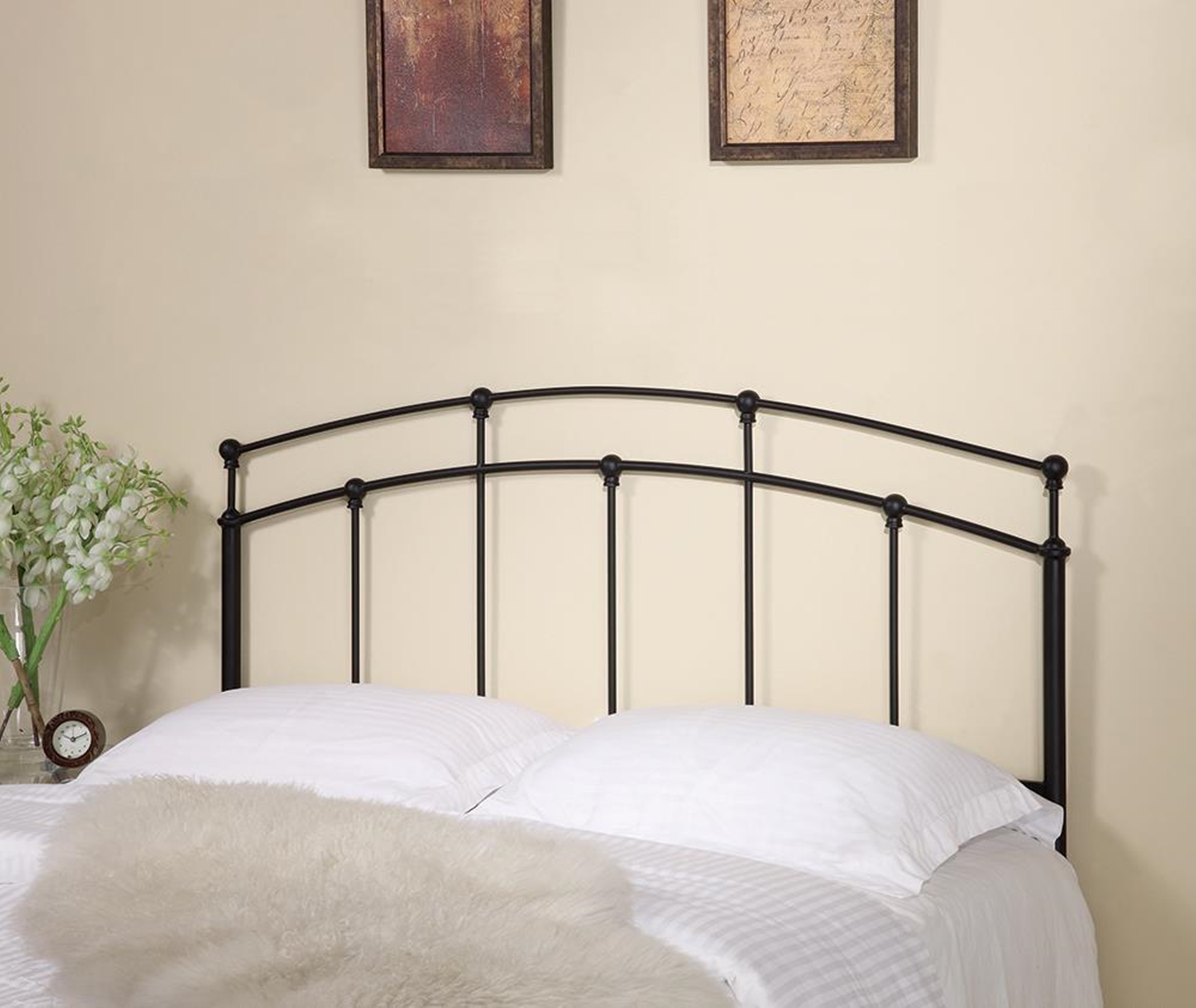 Black Metal Headboard with Spindles - Click Image to Close