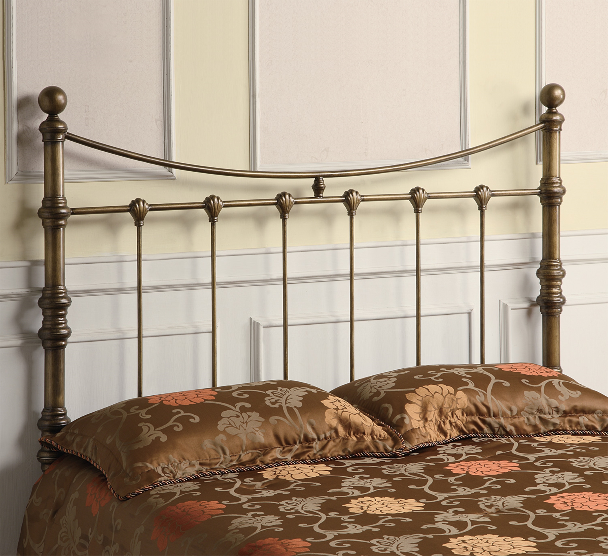 Antique Gold Metal Headboard - Click Image to Close