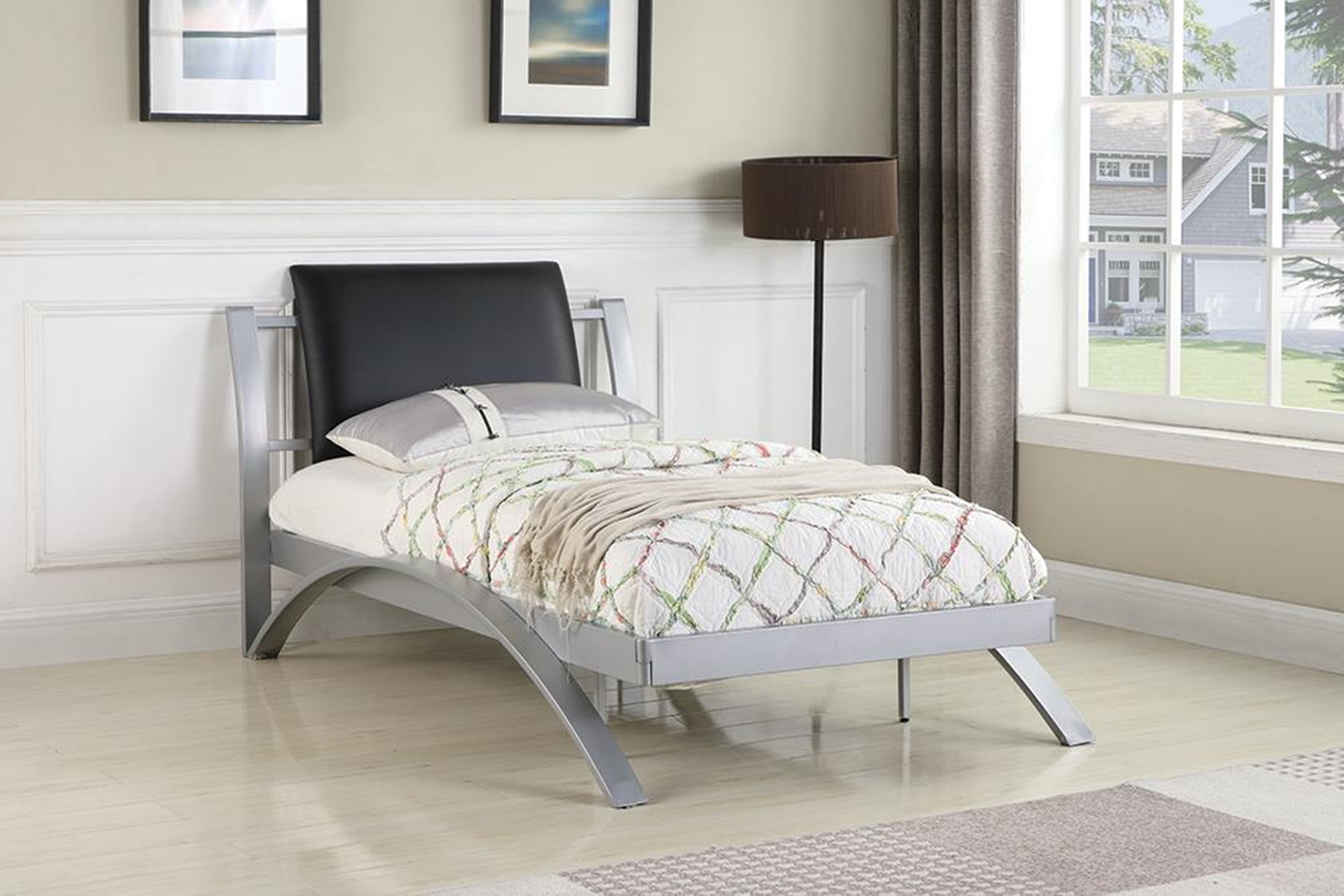 LeClair Black and Silver Youth Twin Bed - Click Image to Close