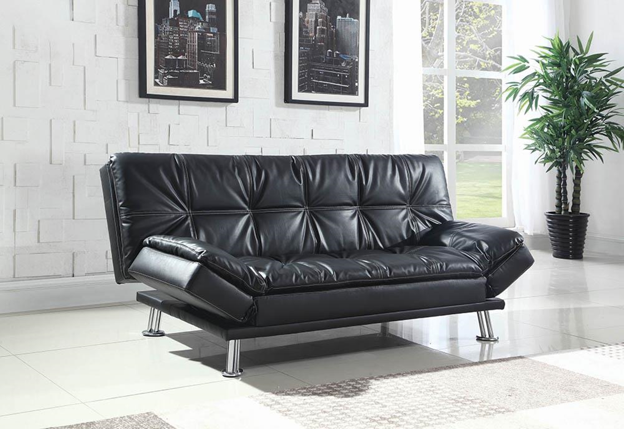 Dilleston Contemporary Black Sofa Bed - Click Image to Close