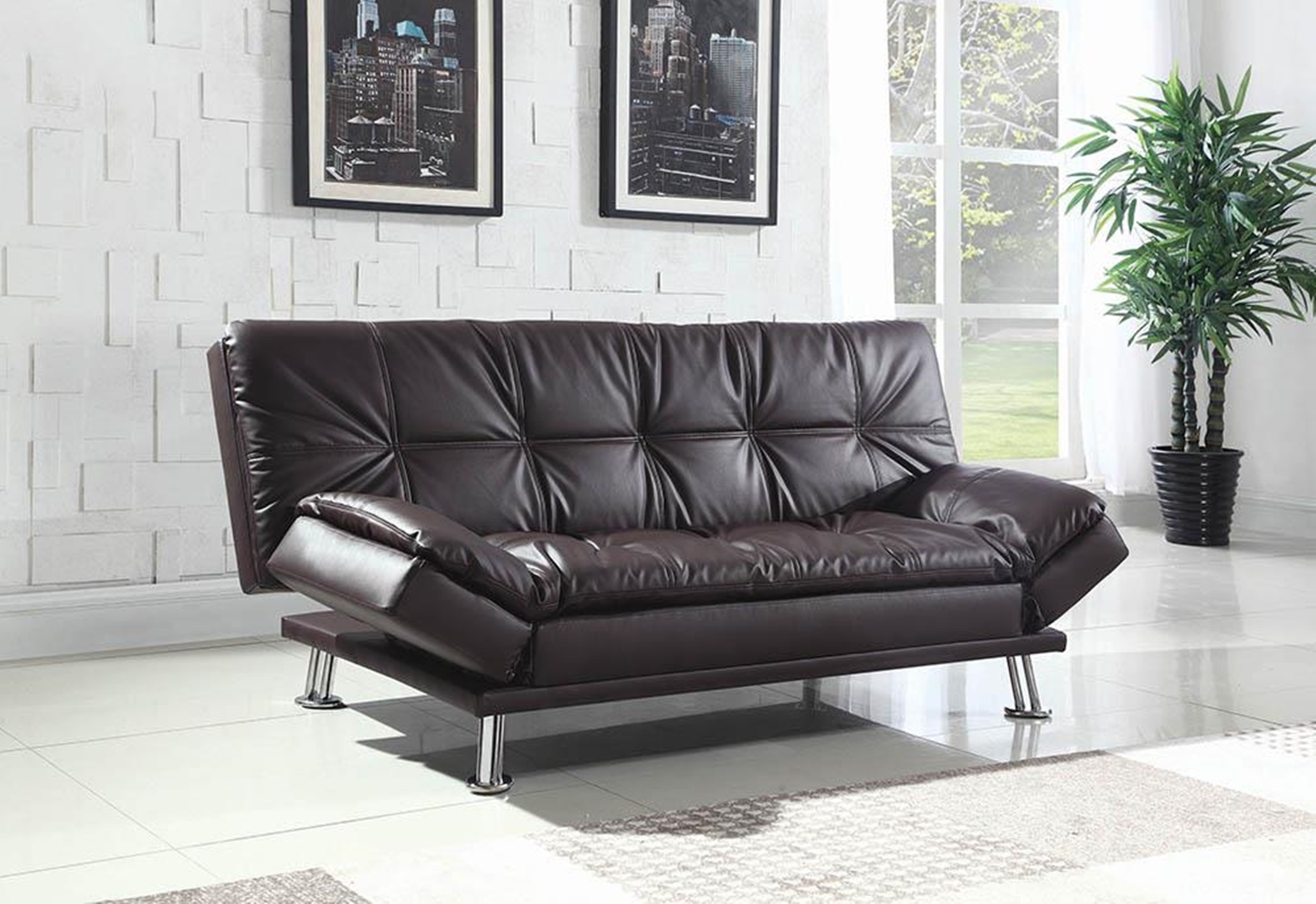 Dilleston Contemporary Brown Sofa Bed - Click Image to Close