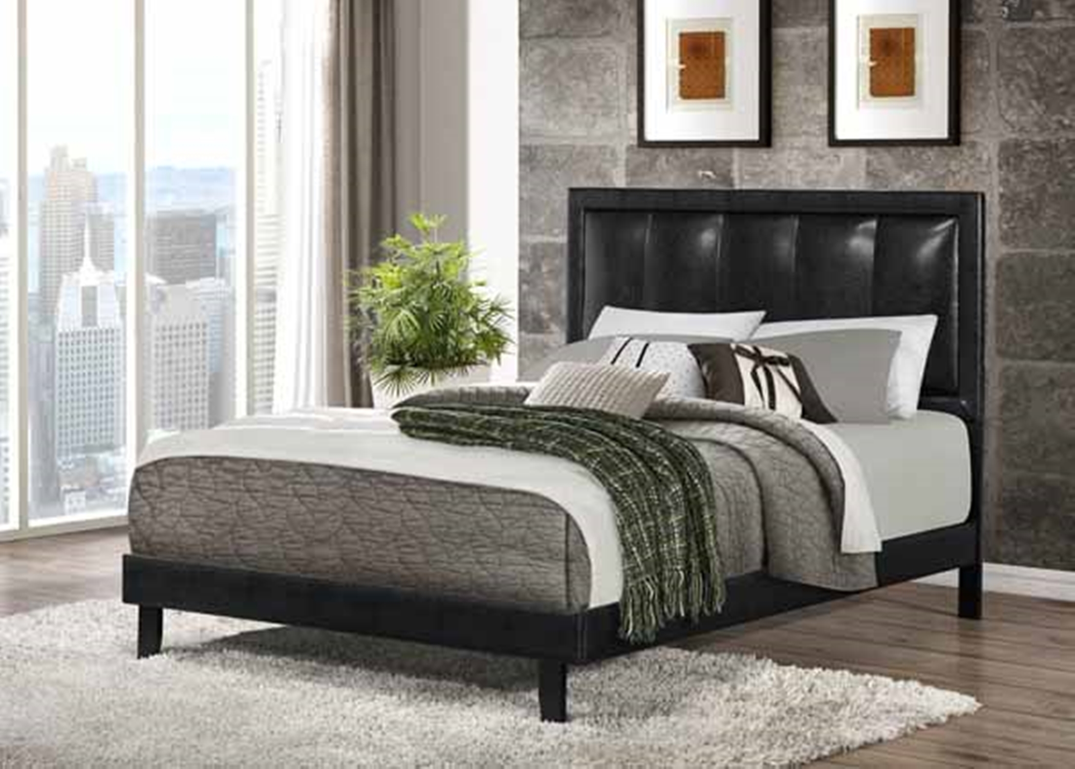 Granados Black Upholstered E. King Bed - Click Image to Close