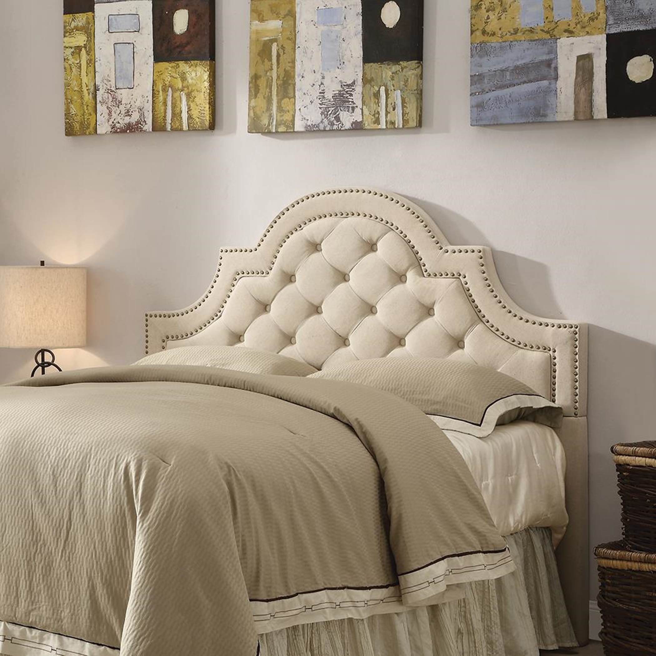 Ojai Beige Upholstered King Headboard - Click Image to Close