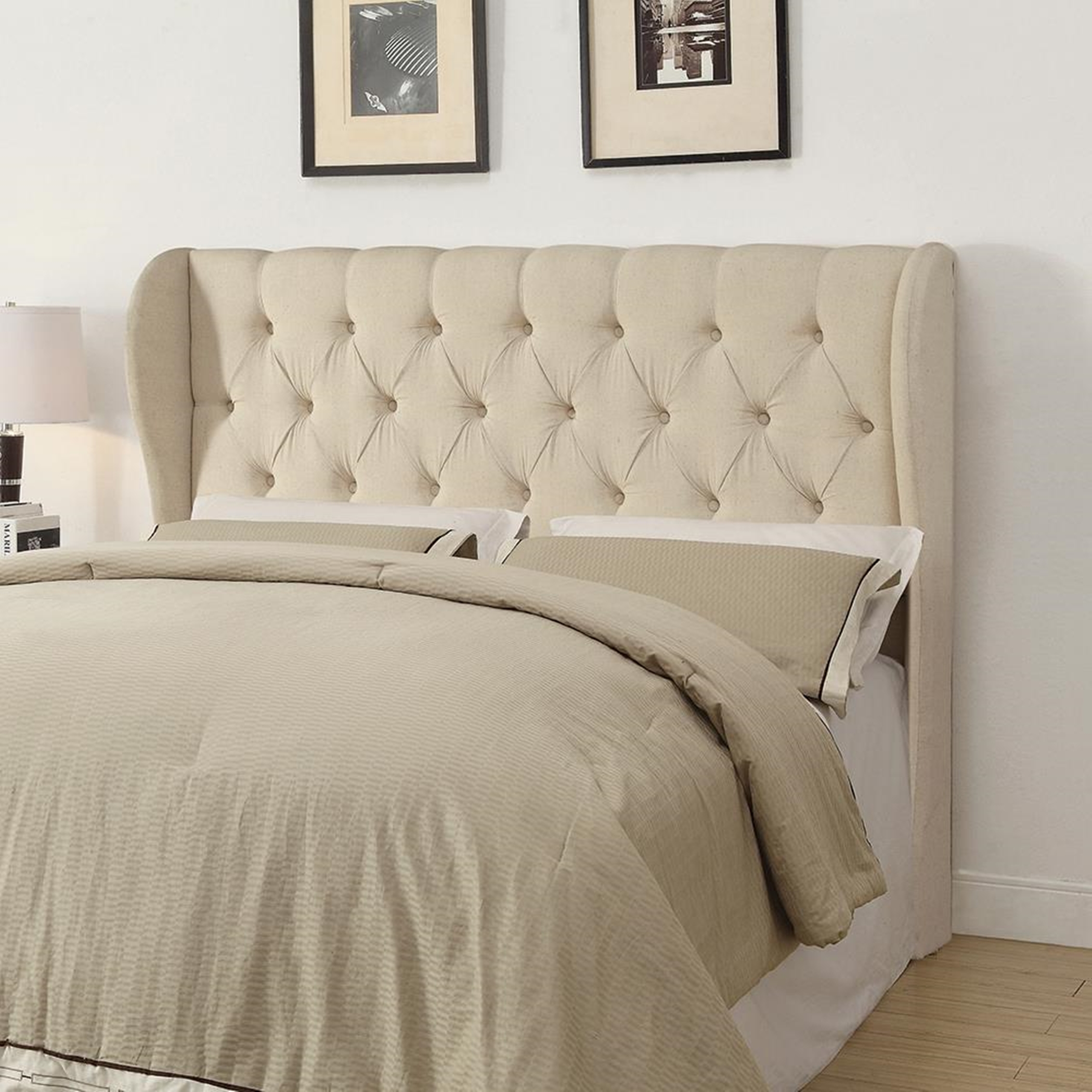 Murietta Beige Upholstered King Headboard - Click Image to Close