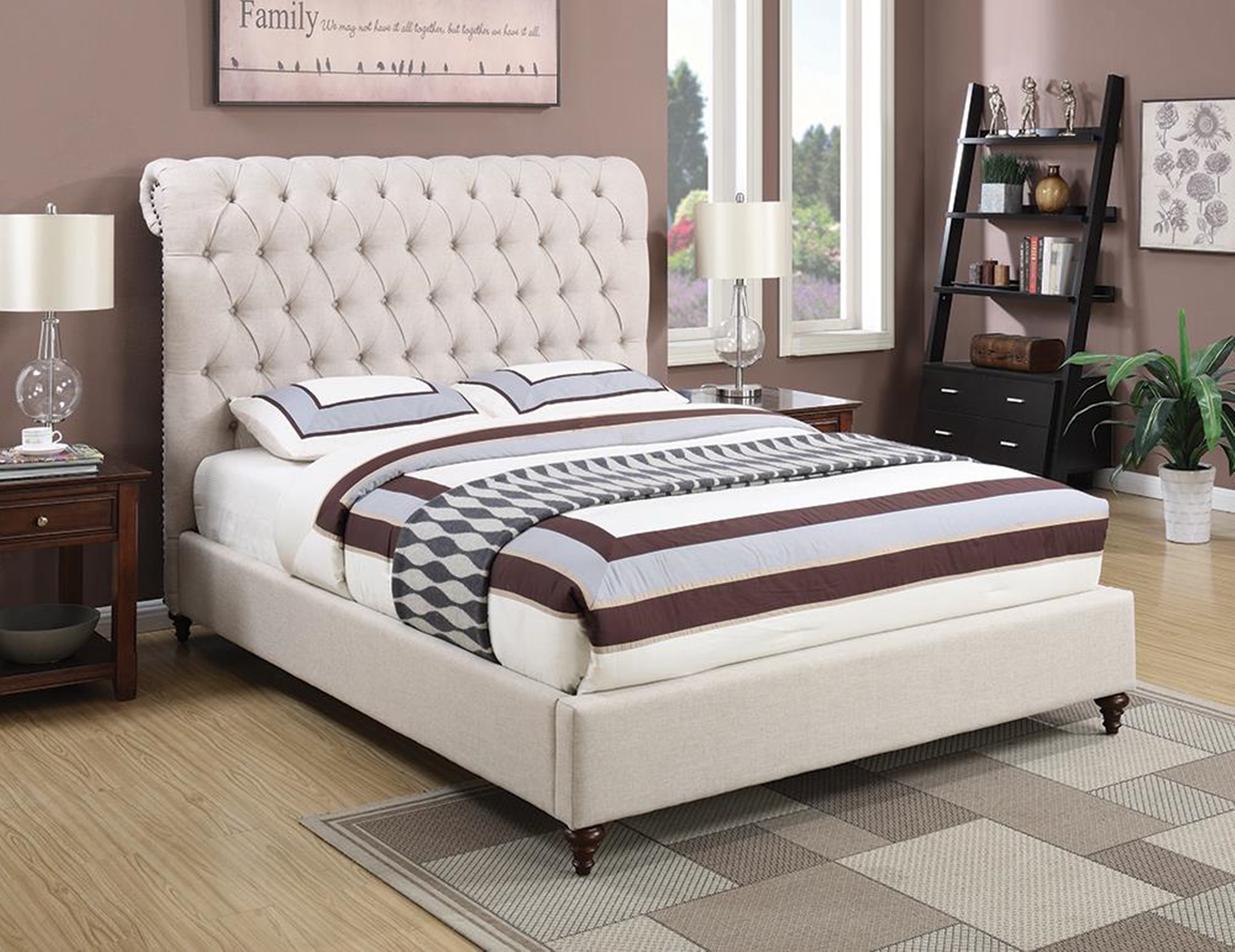 Devon Beige Cal. King Bed - Click Image to Close