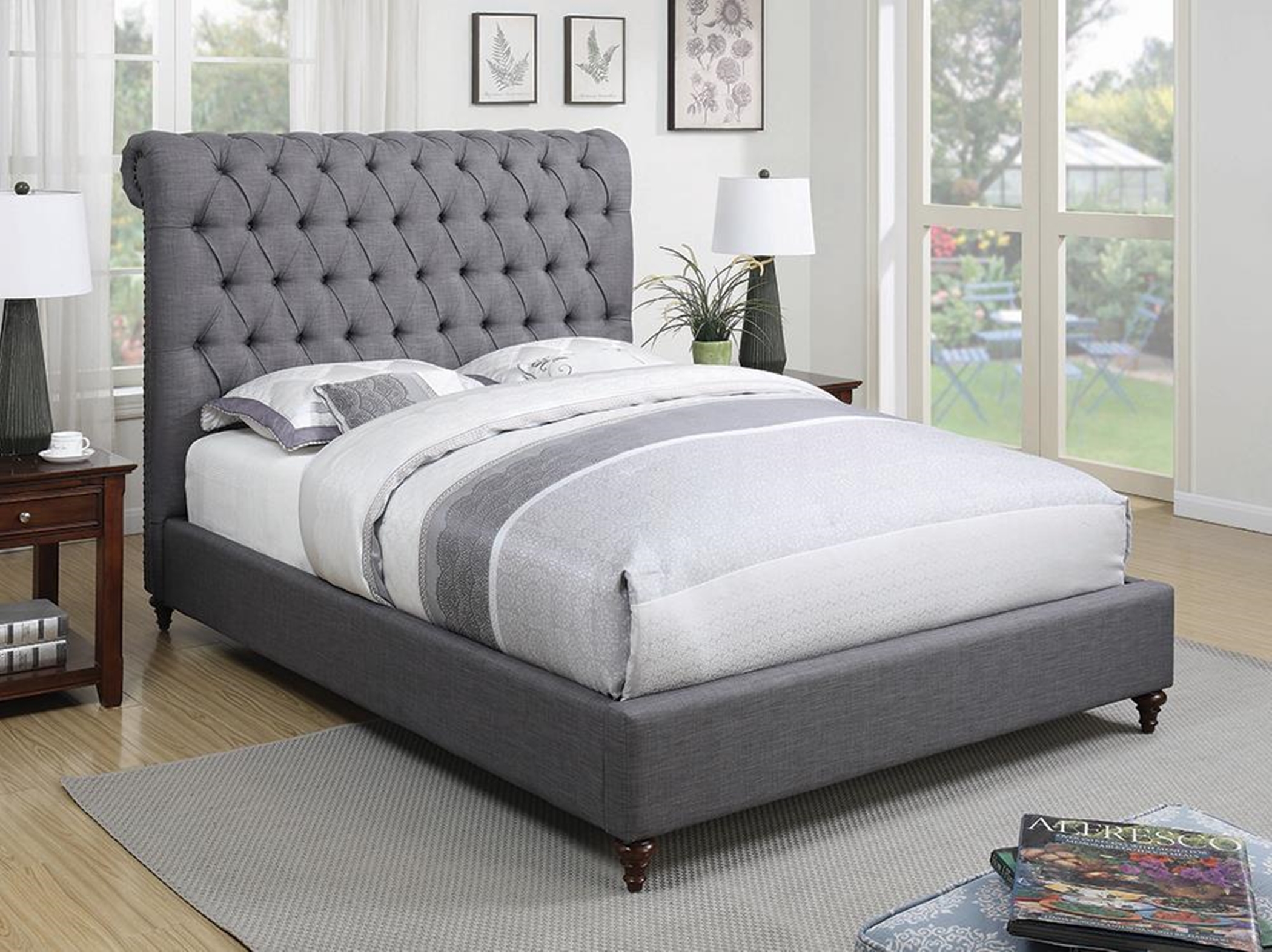 Devon Grey Upholstered King Bed - Click Image to Close