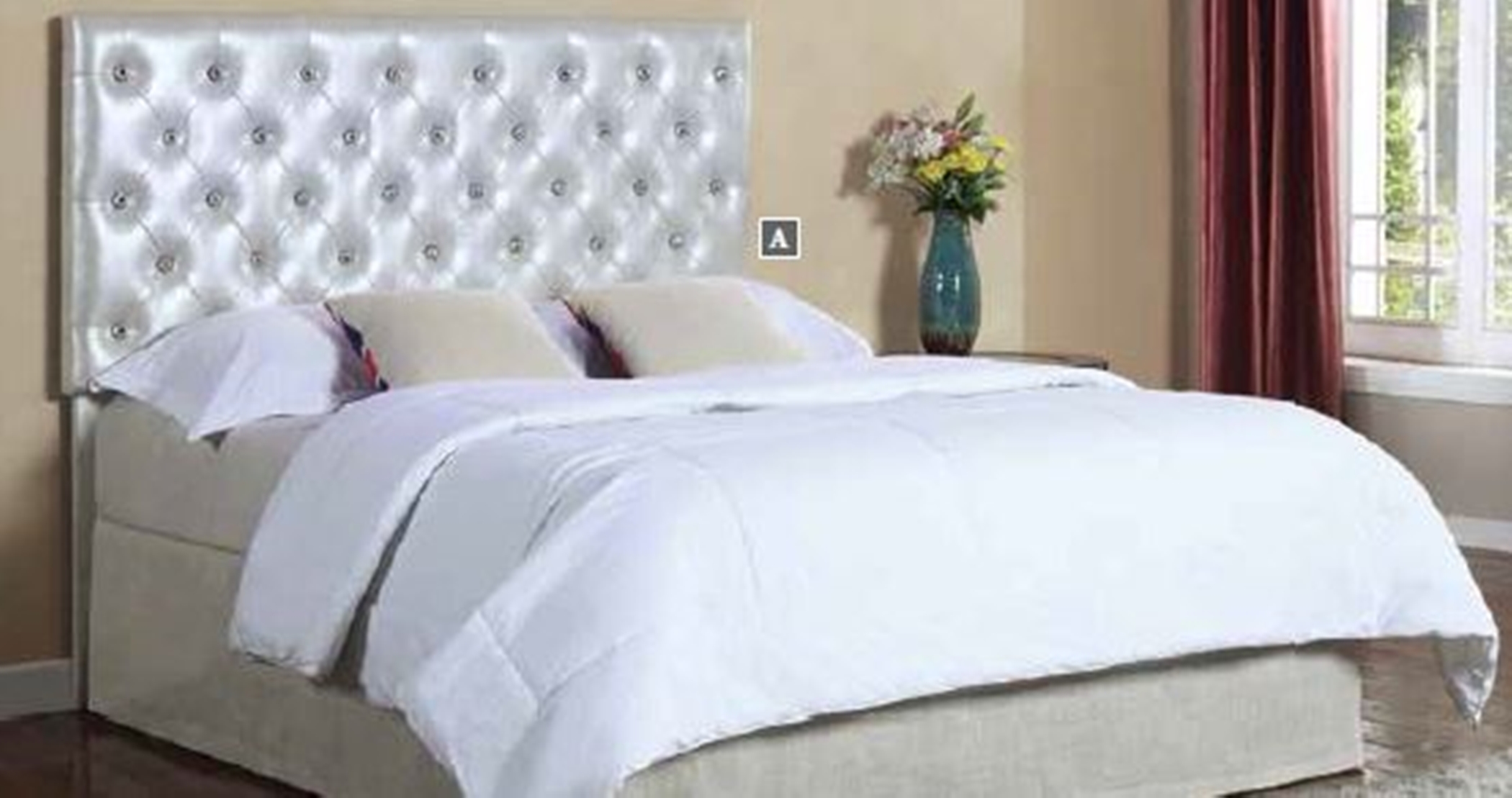 Carlo Silver Upholstered Twin LED Headboard - Click Image to Close
