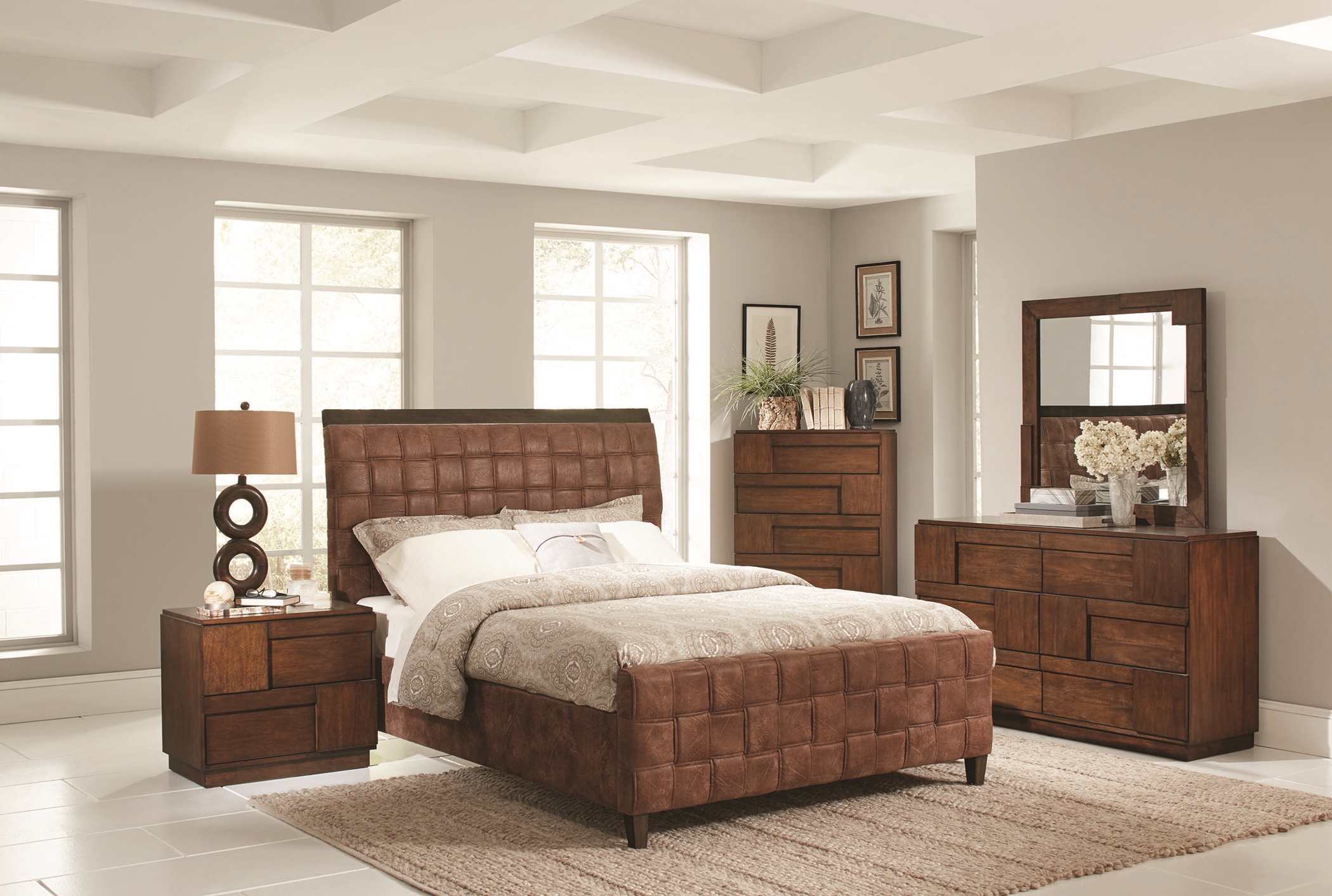 Gallagher Brown Upholstered Queen Headboard - Click Image to Close