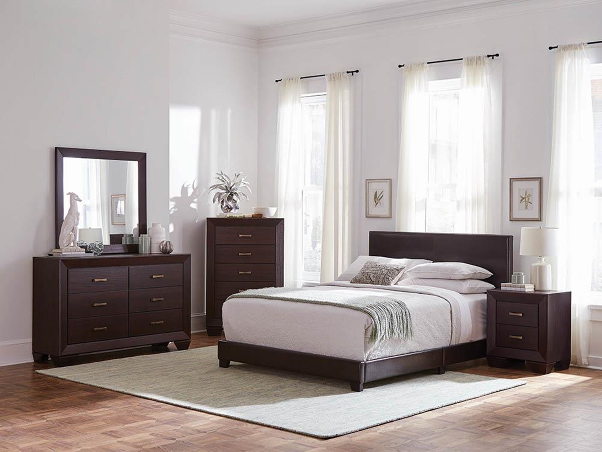Dorian Brown Faux Leather King Bed - Click Image to Close